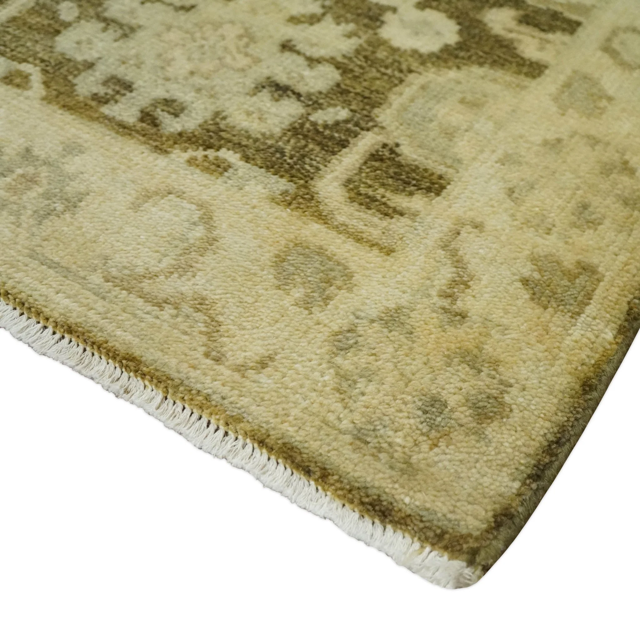 2x3 Hand Knotted Olive, Beige and Gray Traditional Persian Oushak Wool Rug | N4323 - Image 3