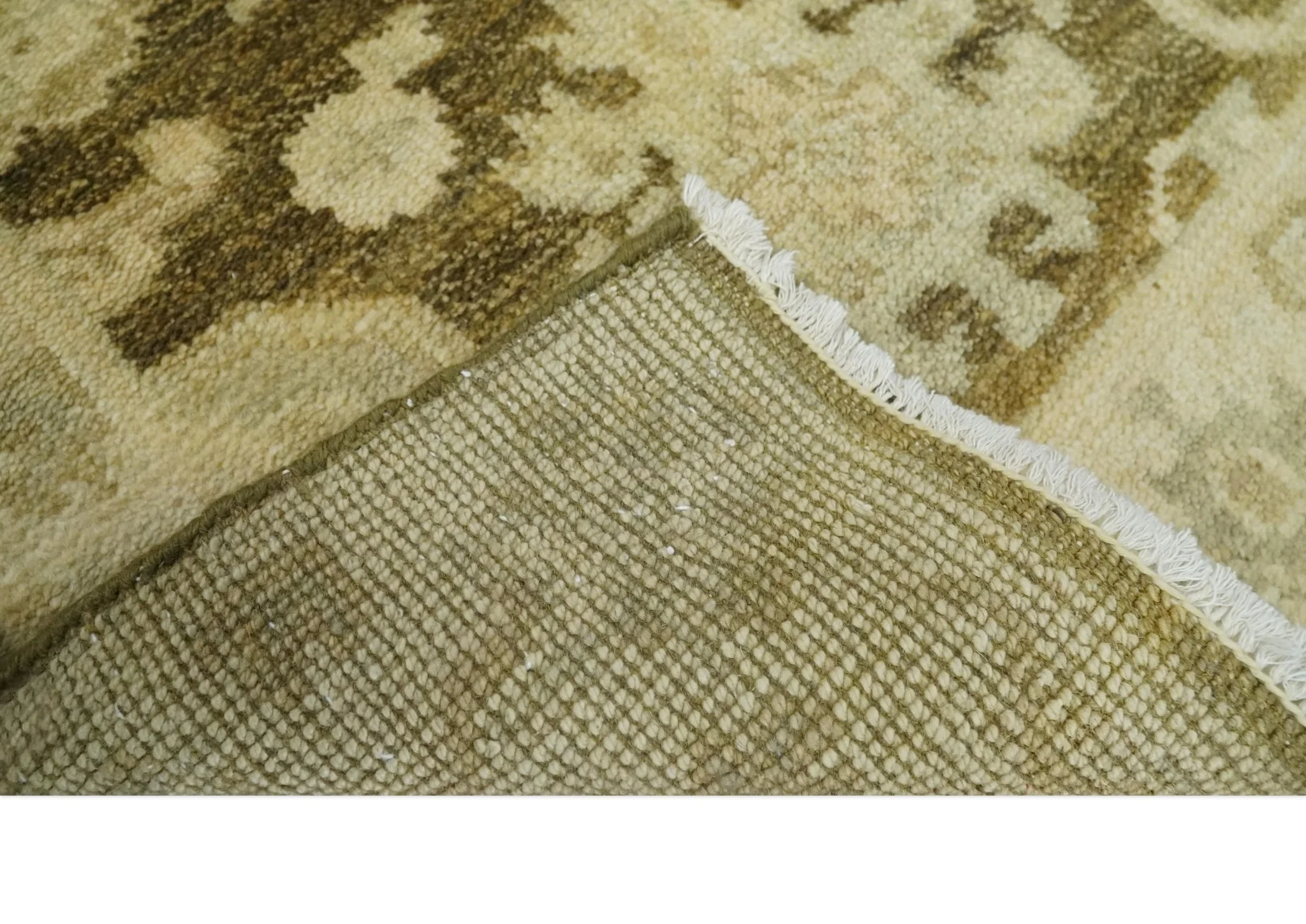 2x3 Hand Knotted Olive, Beige and Gray Traditional Persian Oushak Wool Rug | N4323 - Image 6