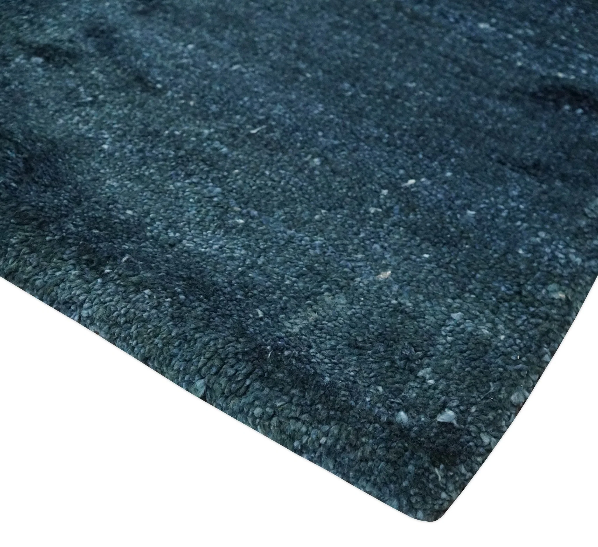 Dark Blue 2x3 Hand Knotted Solid Blue Rug made with Art Silk | N6623 - Image 3