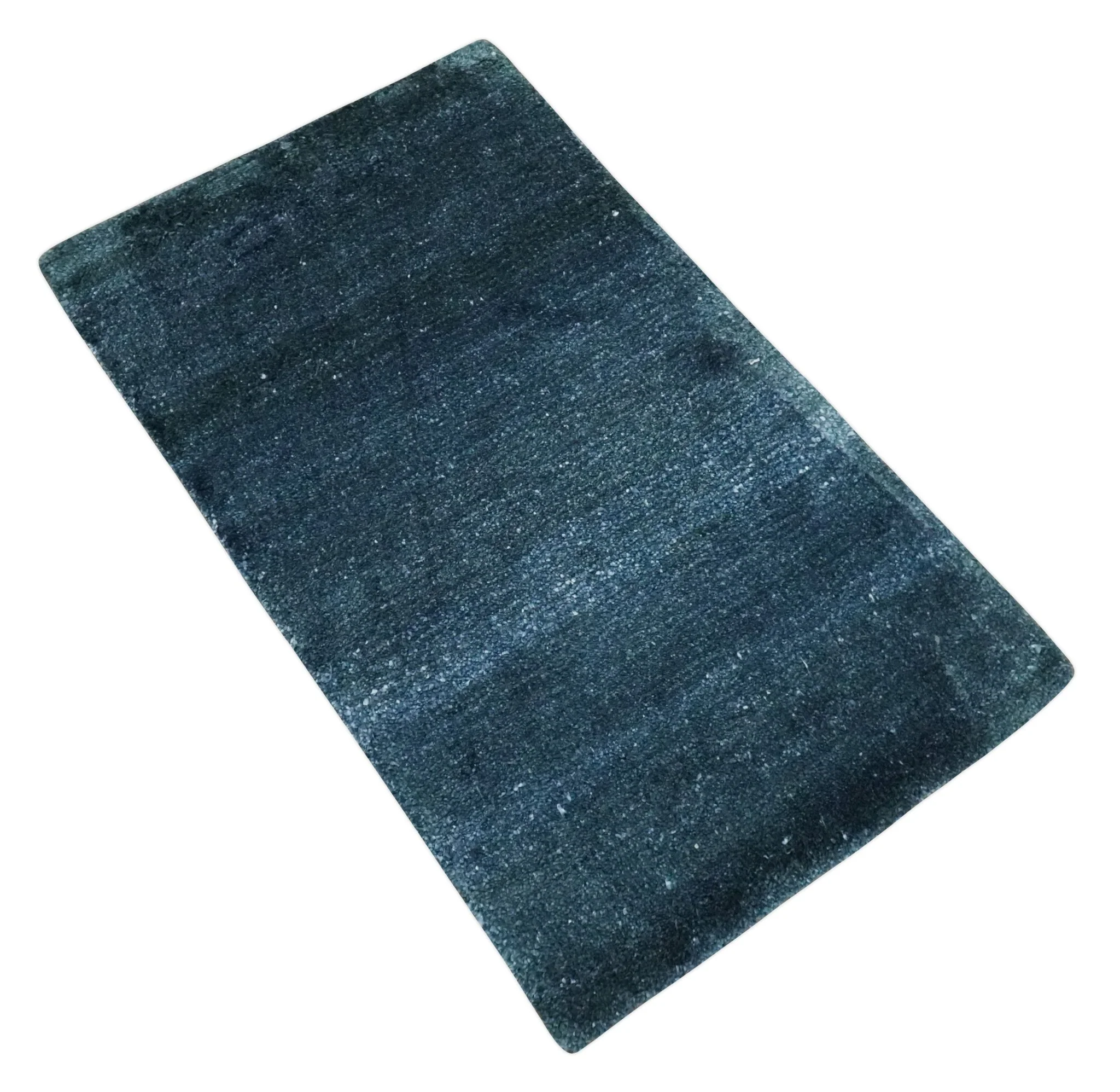 Dark Blue 2x3 Hand Knotted Solid Blue Rug made with Art Silk | N6623 - Image 6