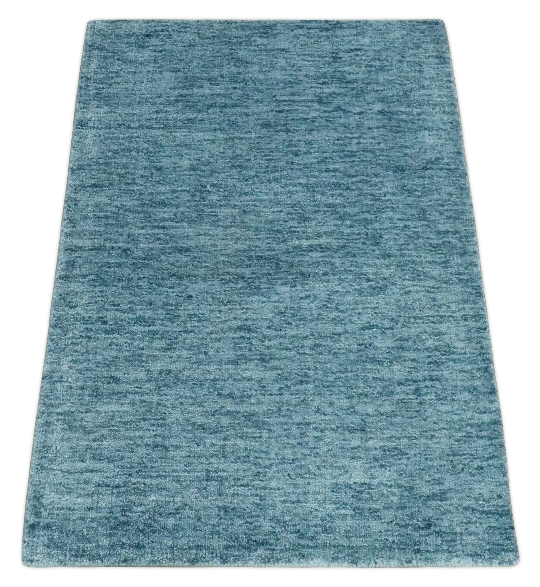 2x3 Hand Woven Solid Blue Rug, No Shedding | N8523 - Image 8