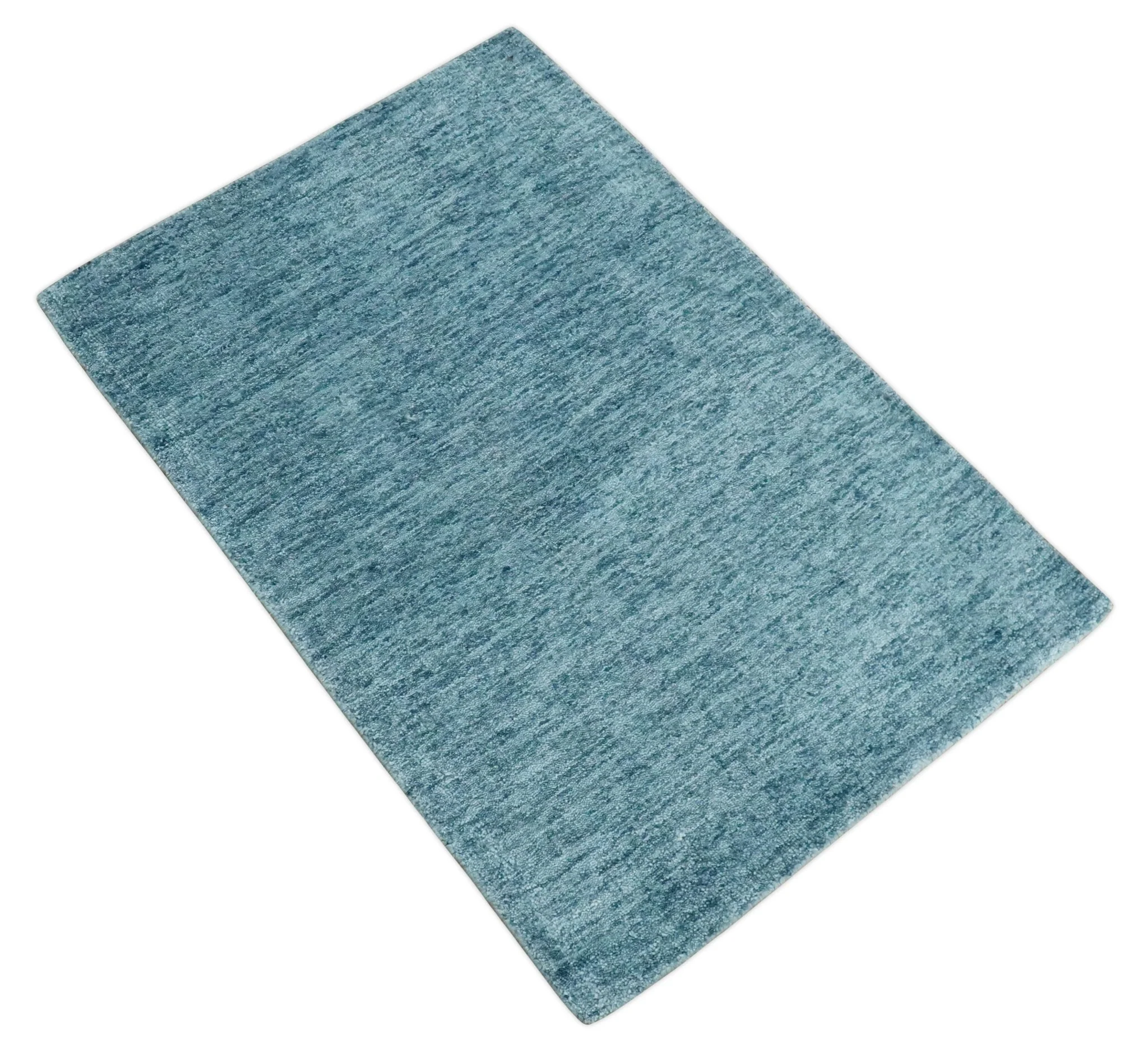 2x3 Hand Woven Solid Blue Rug, No Shedding | N8523 - Image 9