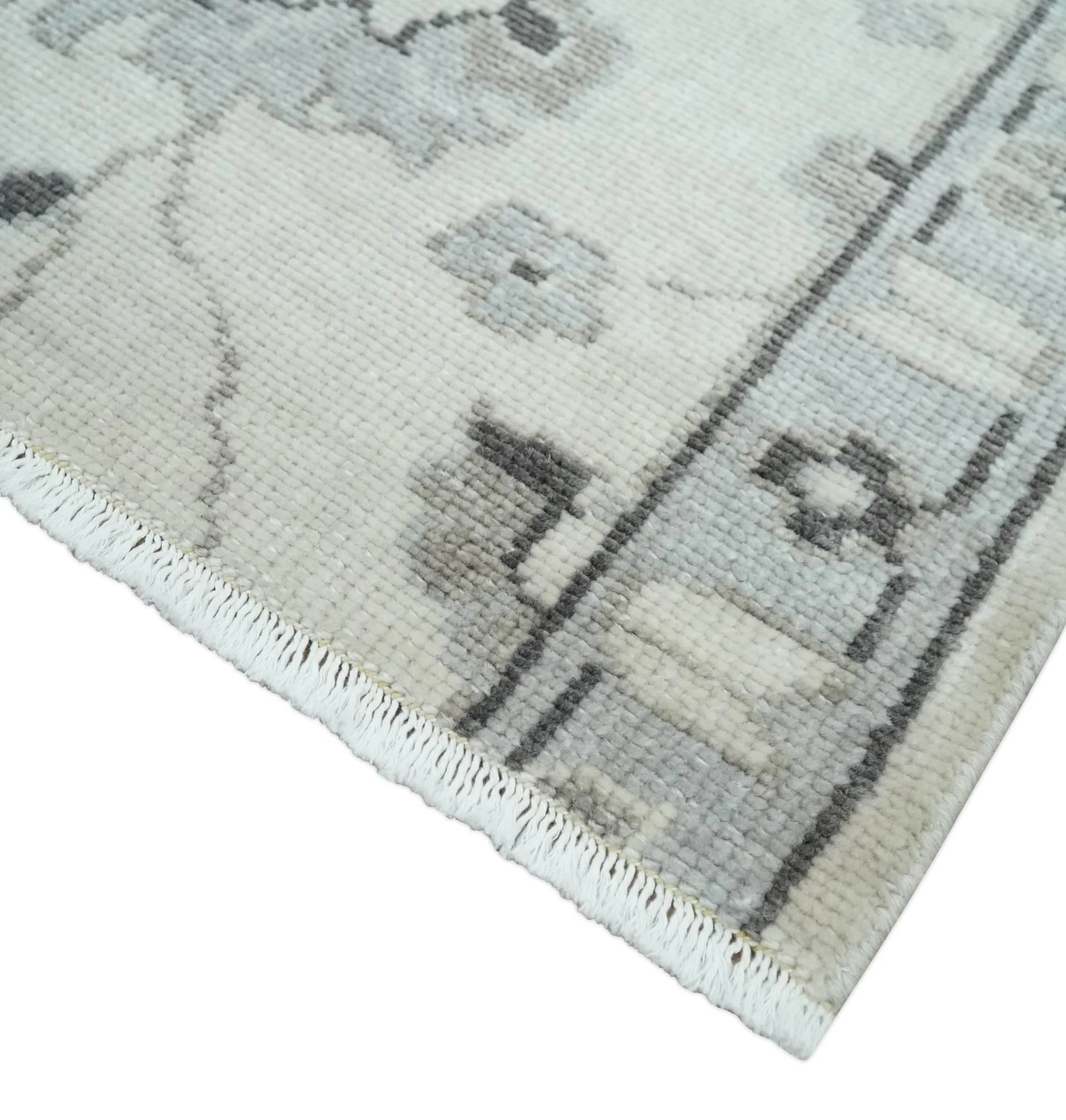 2x4 Hand Knotted Ivory and Silver Traditional Persian Oushak Wool Rug | N5224 - Image 3