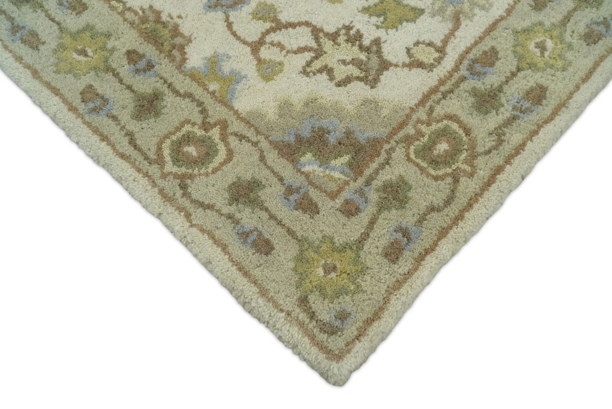 2x3 Brown and Beige Handmade Classic Vintage Design Wool Area Rug | TRDCP15723 - Image 5