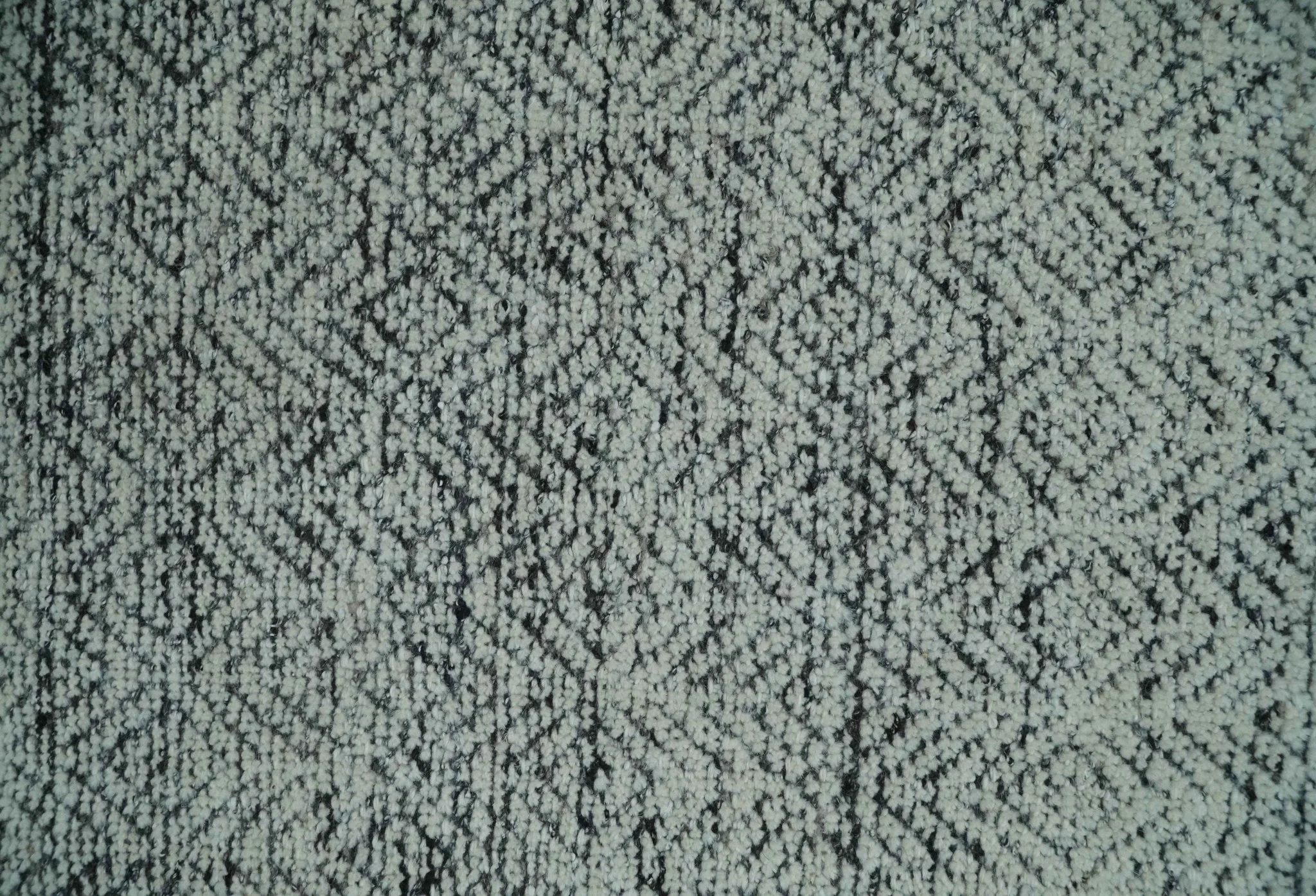2x3 Hand Knotted Ivory and Charcoal Stripes Tribal Pattern Wool Rug - Image 6