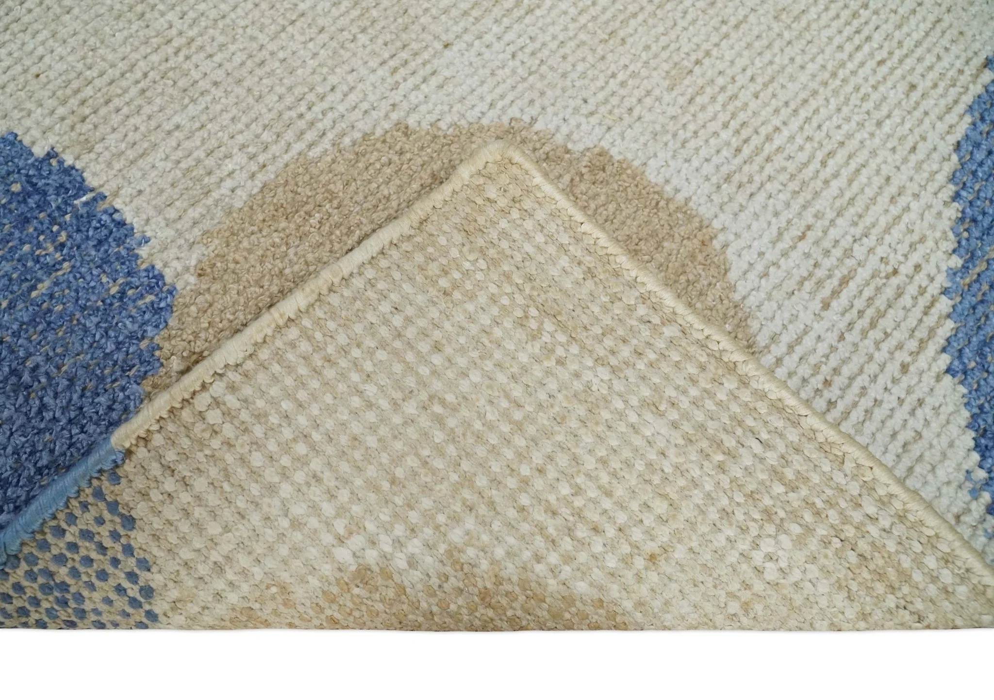 2x3 Ivory, Beige and Blue Wool Hand Knotted Modern Polka Dots Kids Rug | N2523 - Image 4