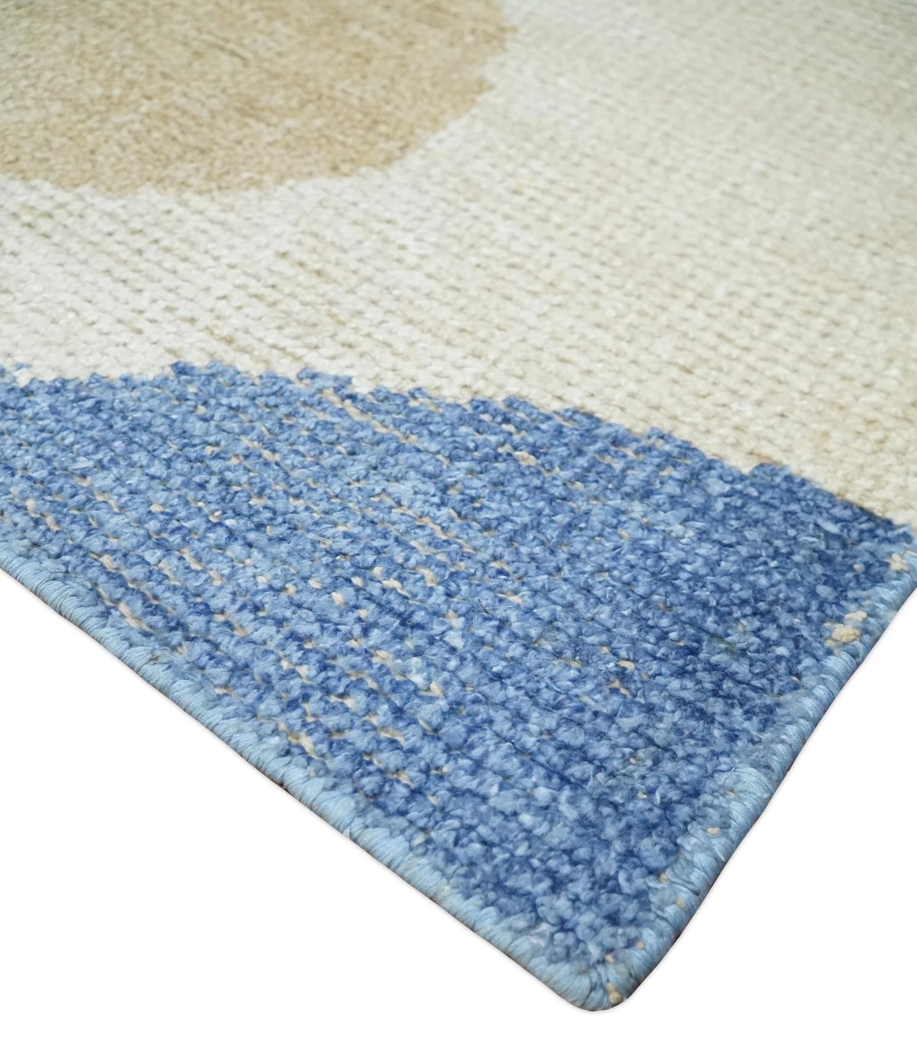 2x3 Ivory, Beige and Blue Wool Hand Knotted Modern Polka Dots Kids Rug | N2523 - Image 6