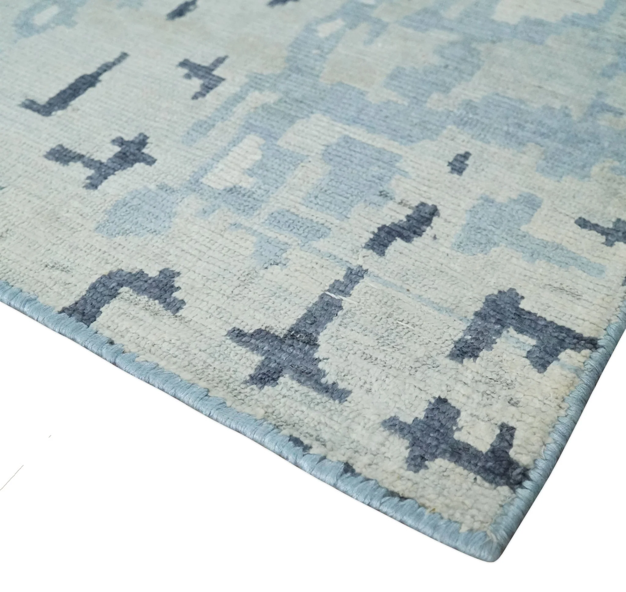 2x3 Modern Abstract Blue, Ivory and Charcoal Rug made with Bamboo silk | N5723 - Image 3