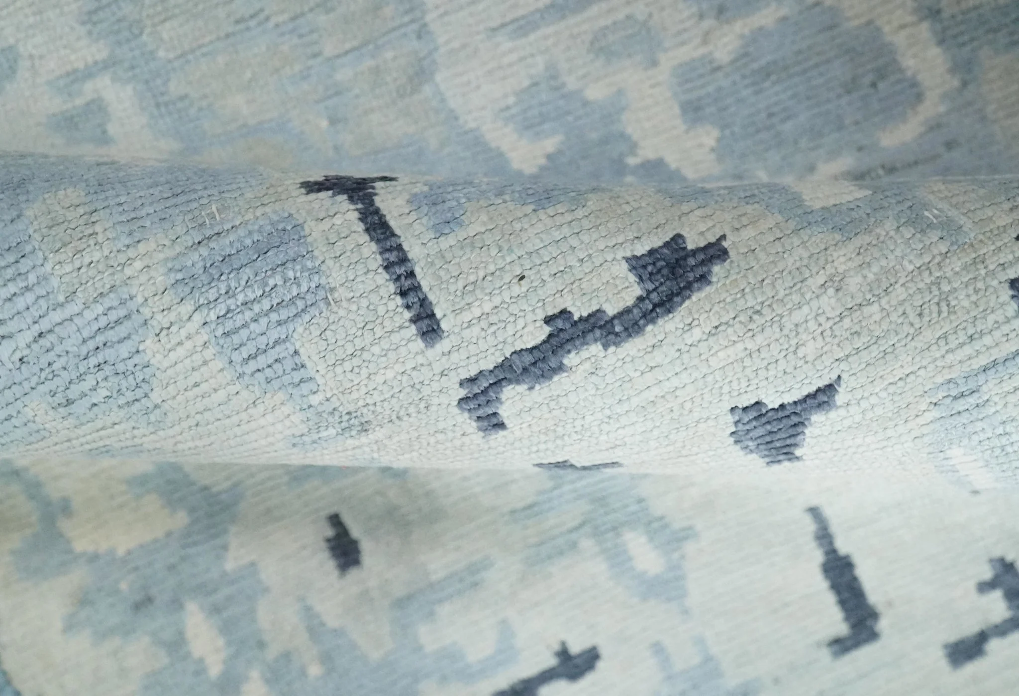 2x3 Modern Abstract Blue, Ivory and Charcoal Rug made with Bamboo silk | N5723 - Image 4