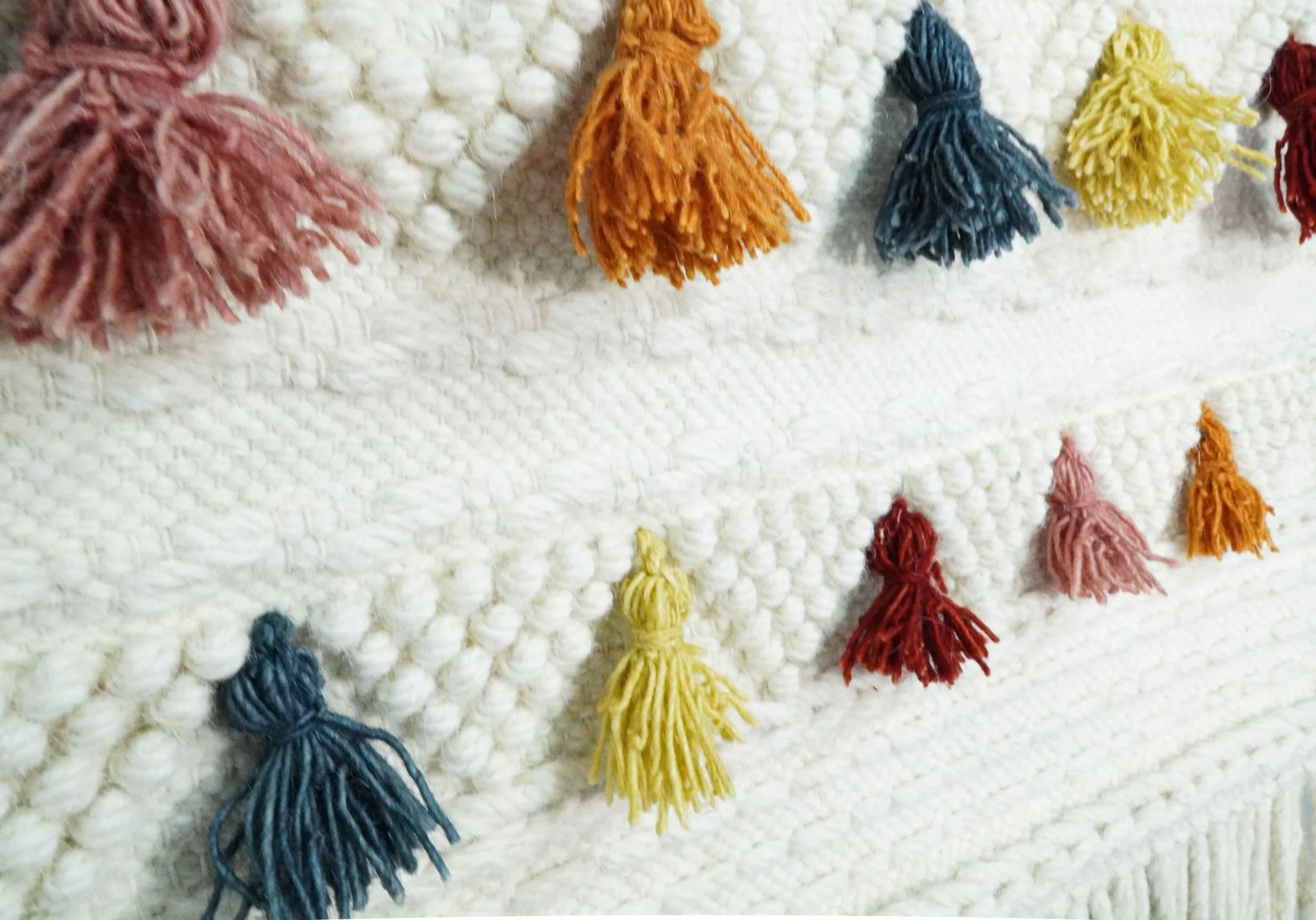 2x3 White Boho Hand Woven Wall Hanging, Tapestry  | WH4 - Image 3