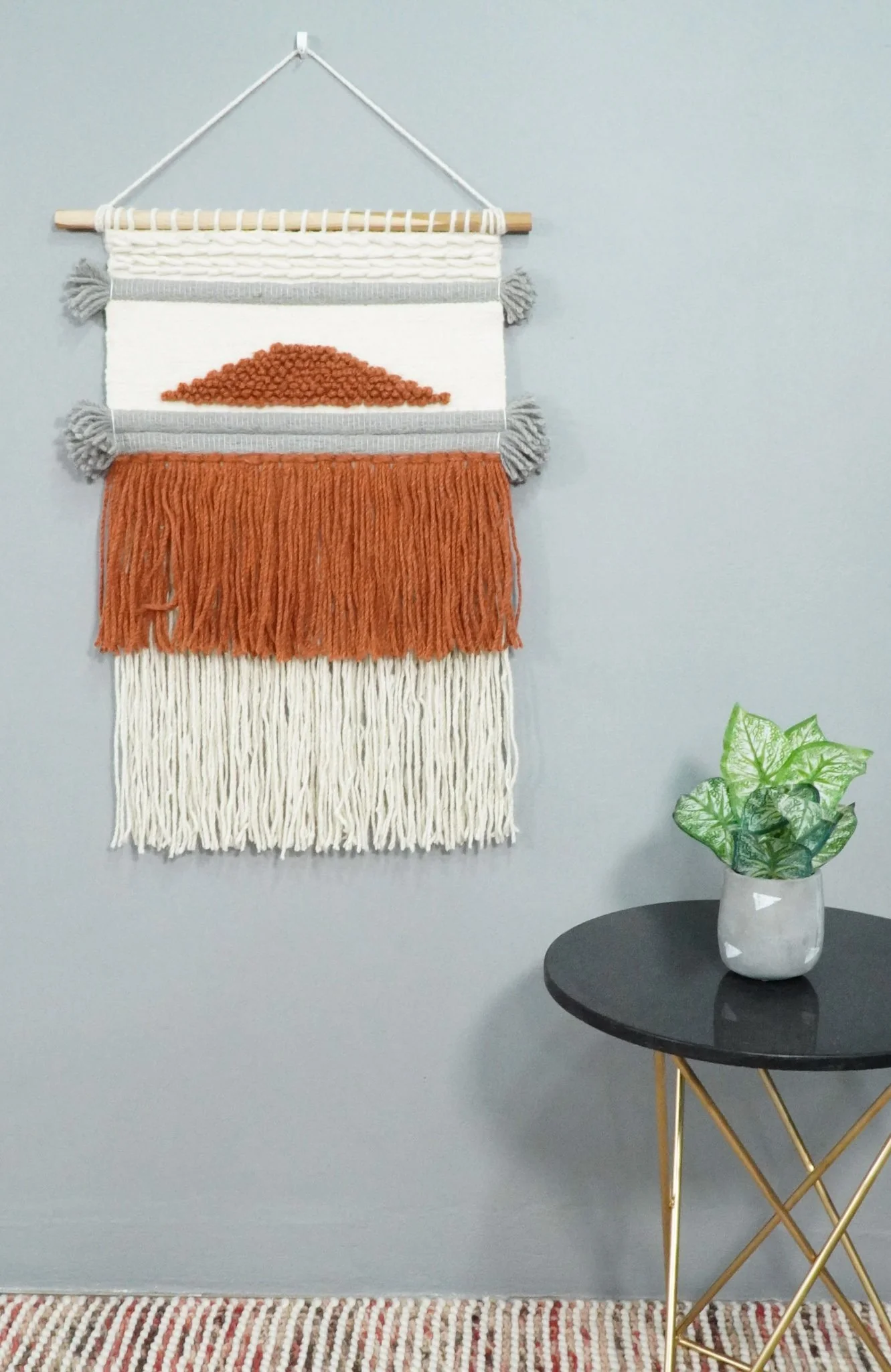 2x3 Wool Hand Woven Terracotta Boho Wall Hanging | WH3 - Image 4
