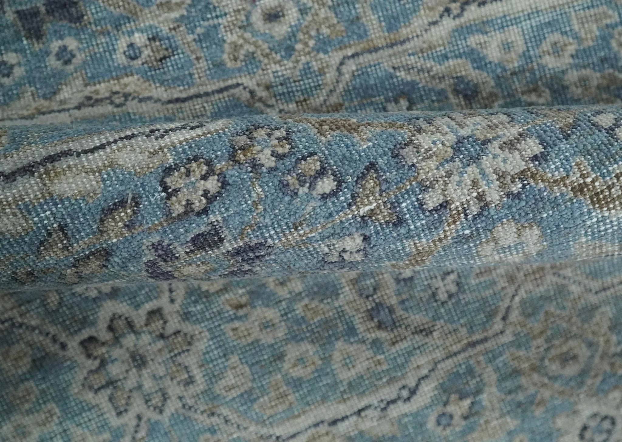 2x4 Aqua Blue and Ivory Wool Hand Knotted Traditional Vintage Antique Rug| N1424 - Image 4