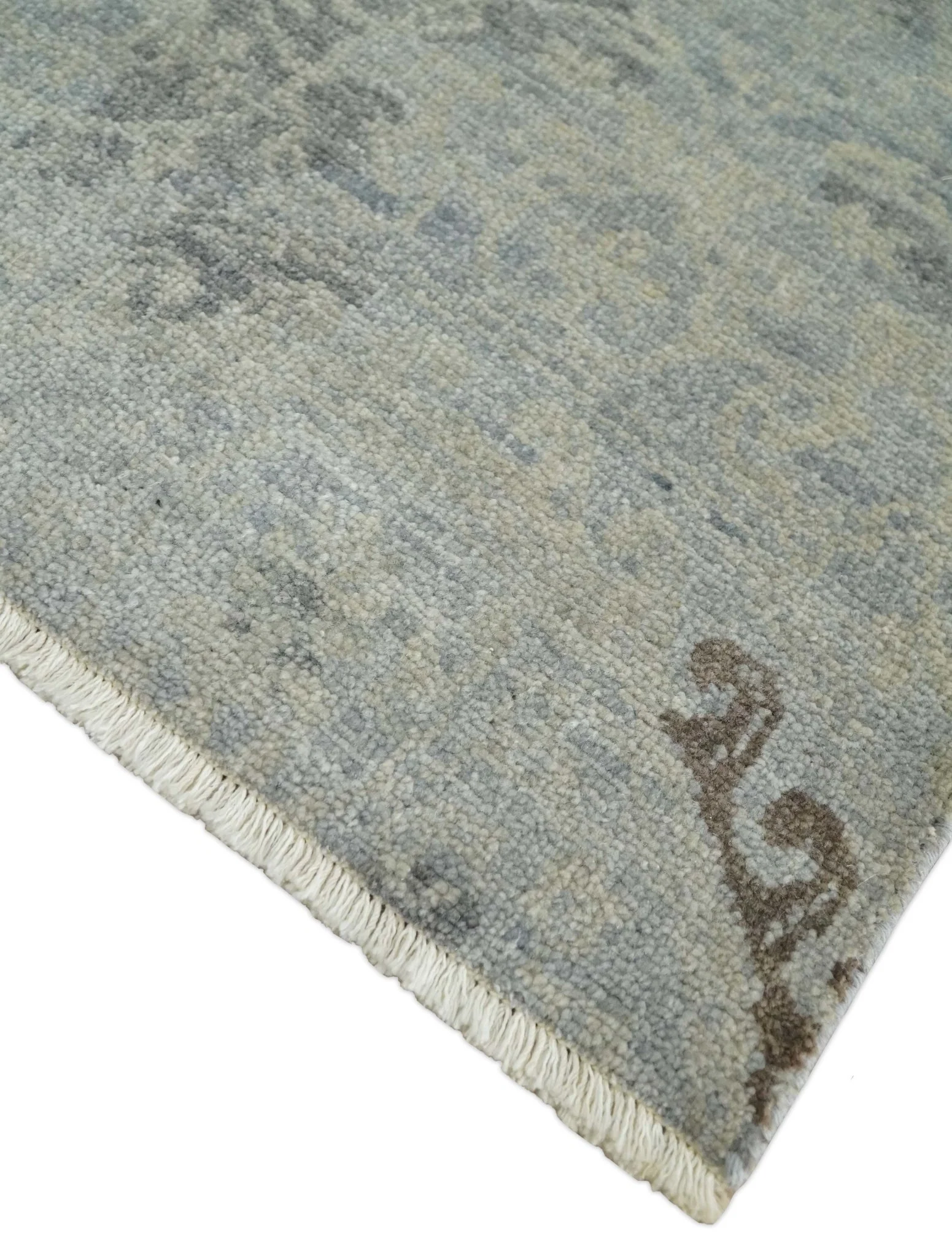 Hand Knotted 2x4 Charcoal, Beige and Olive Traditional Vintage Persian Wool Rug| N2424 - Image 3