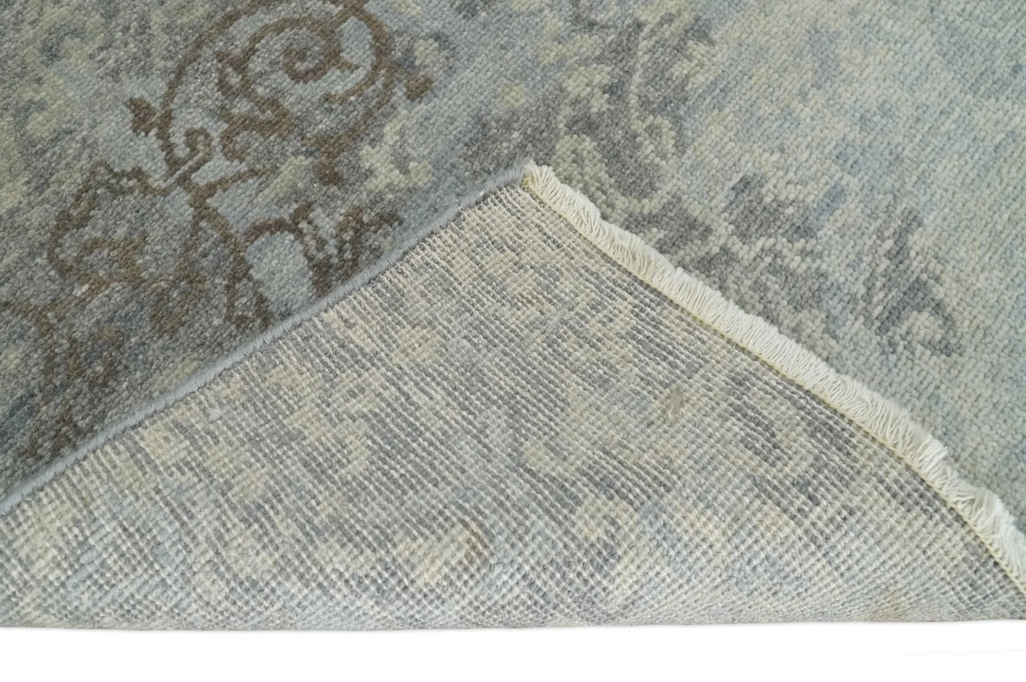 Hand Knotted 2x4 Charcoal, Beige and Olive Traditional Vintage Persian Wool Rug| N2424 - Image 4