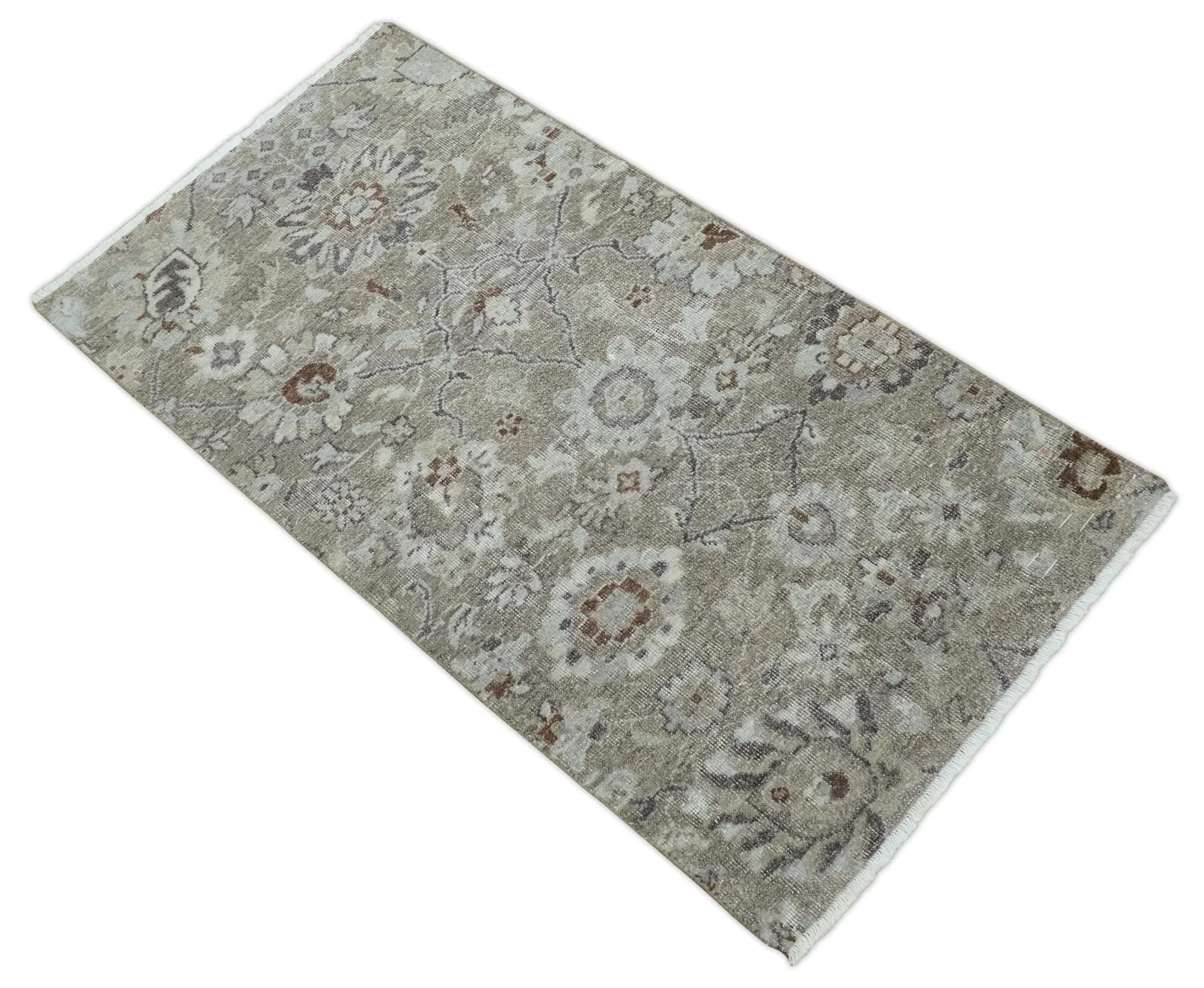 2x4 Gray and Silver Wool Hand Knotted traditional Vintage Antique Rug| N1024 - Image 8