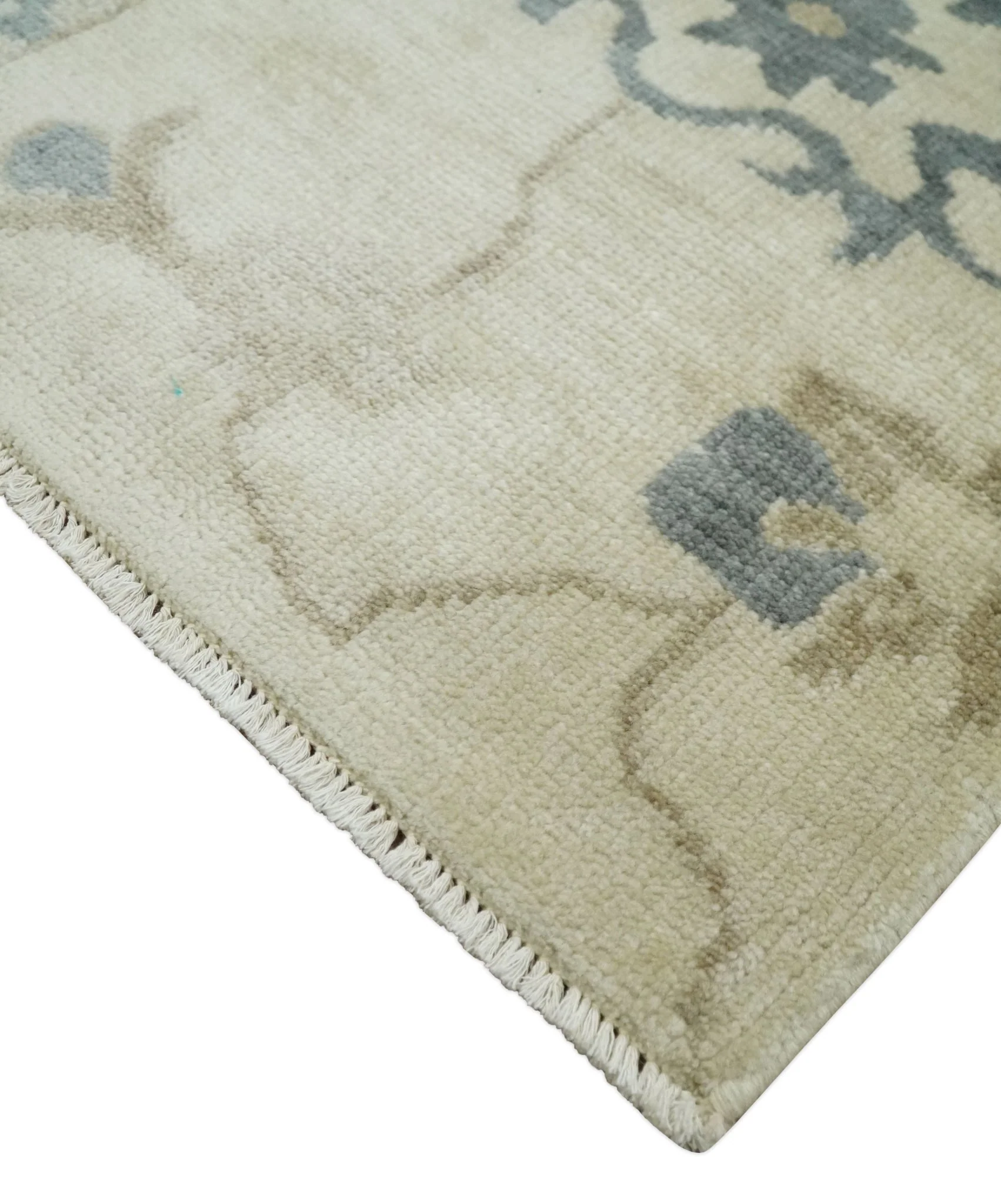 2x4 Hand Knotted Beige and Gray Traditional Persian Oushak Wool | N7824 - Image 3