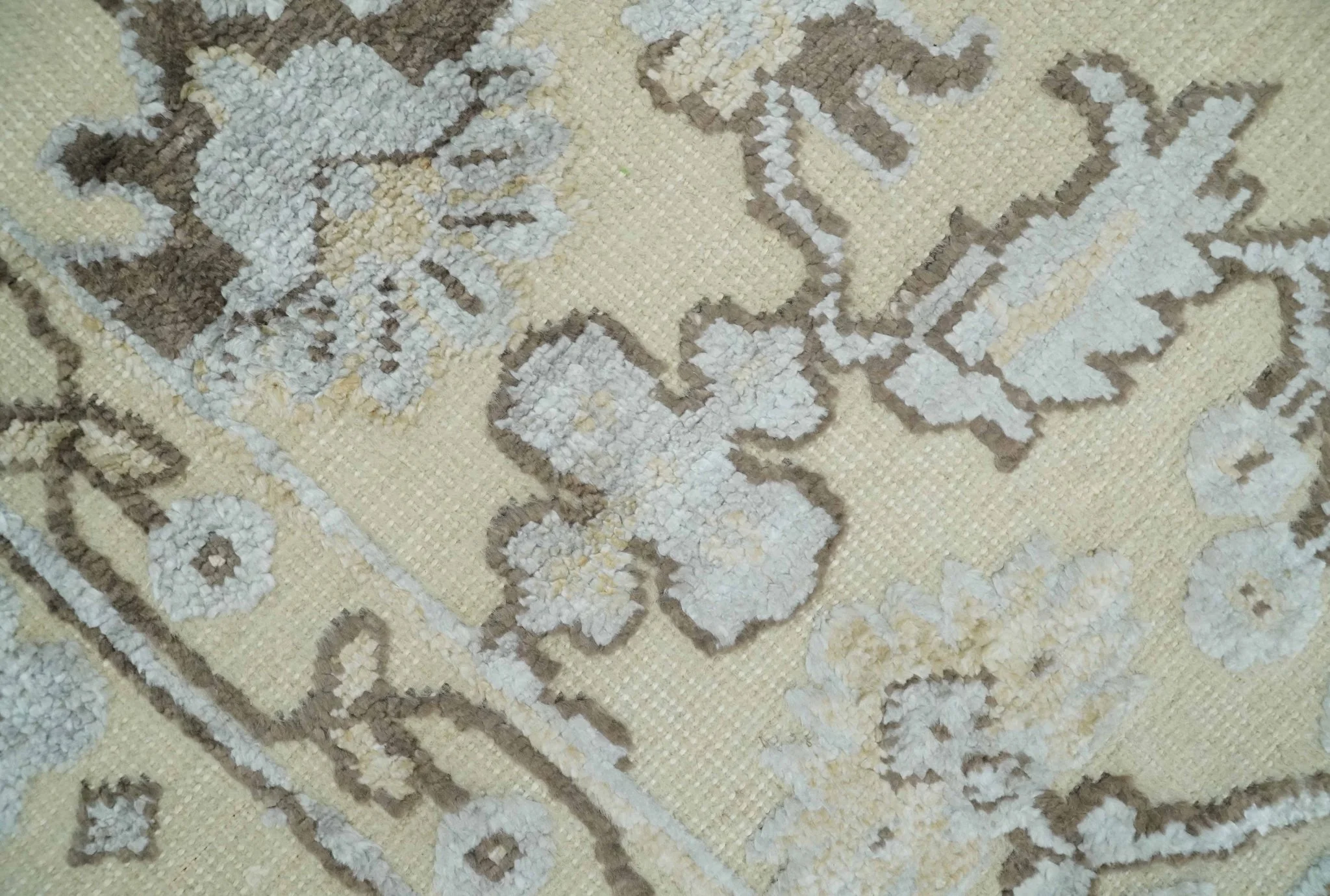 2x4 Hand Knotted Beige, silver and Brown Traditional Persian Oushak Wool Rug | N5524 - Image 2