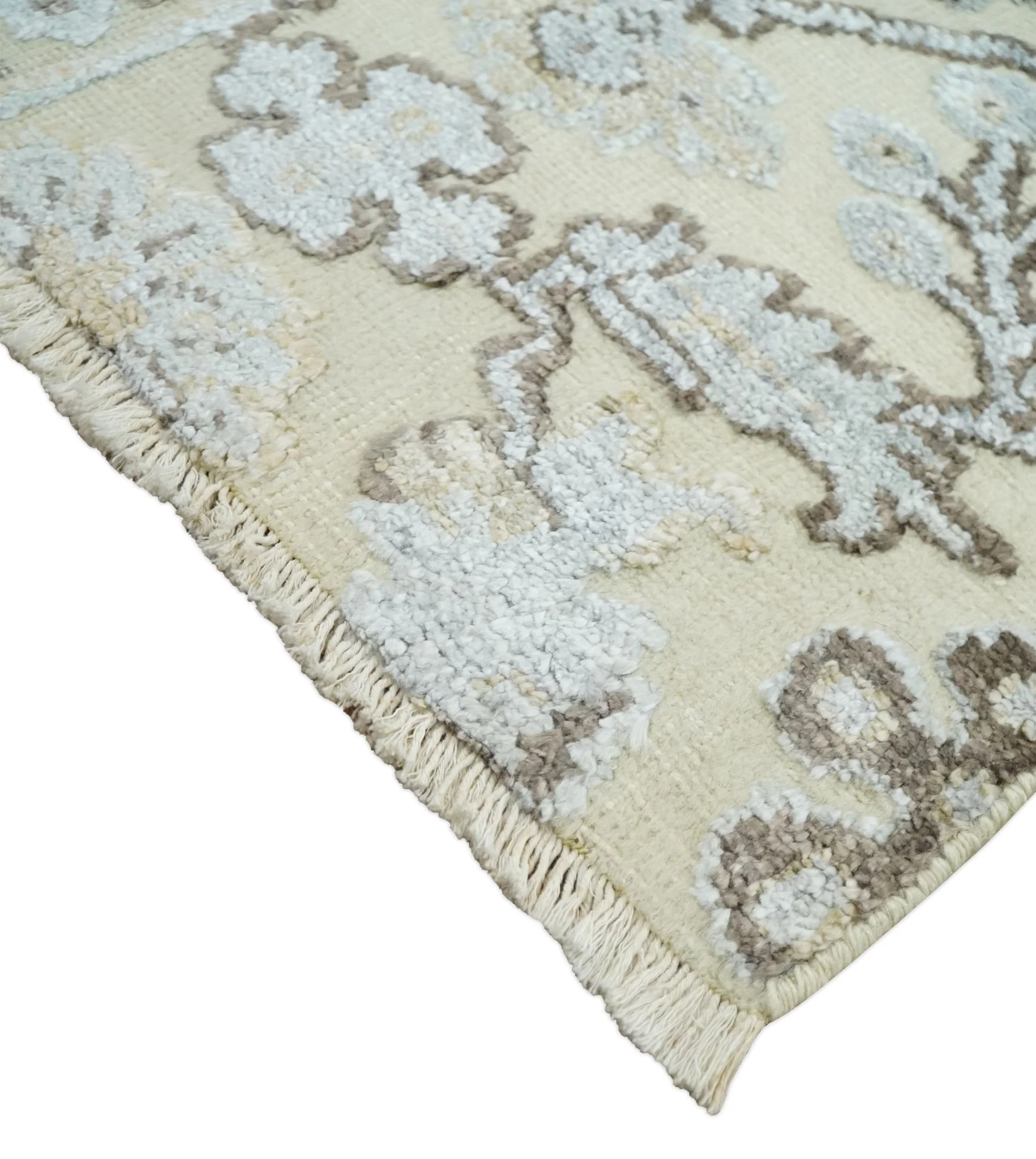 2x4 Hand Knotted Beige, silver and Brown Traditional Persian Oushak Wool Rug | N5524 - Image 3