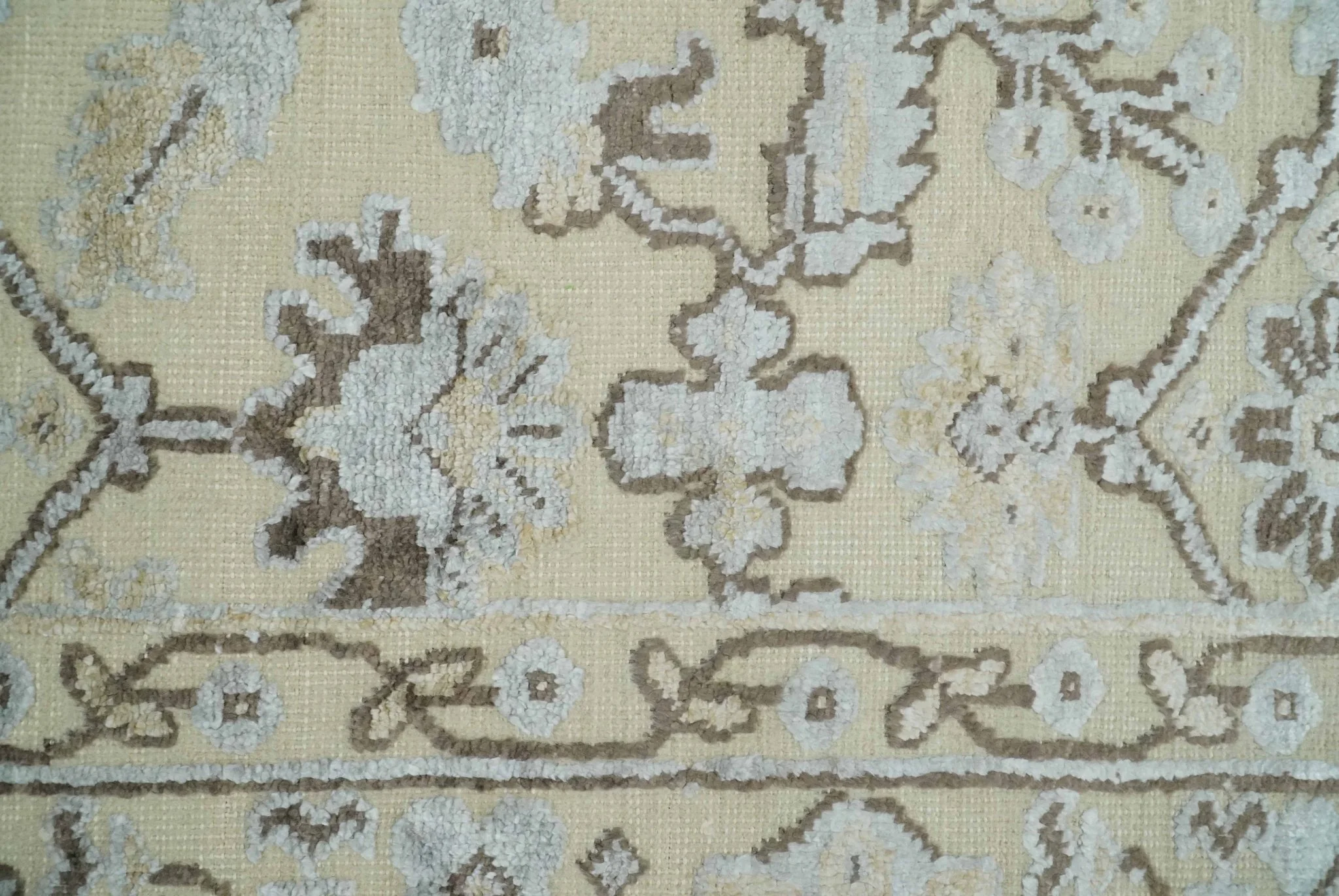 2x4 Hand Knotted Beige, silver and Brown Traditional Persian Oushak Wool Rug | N5524 - Image 6