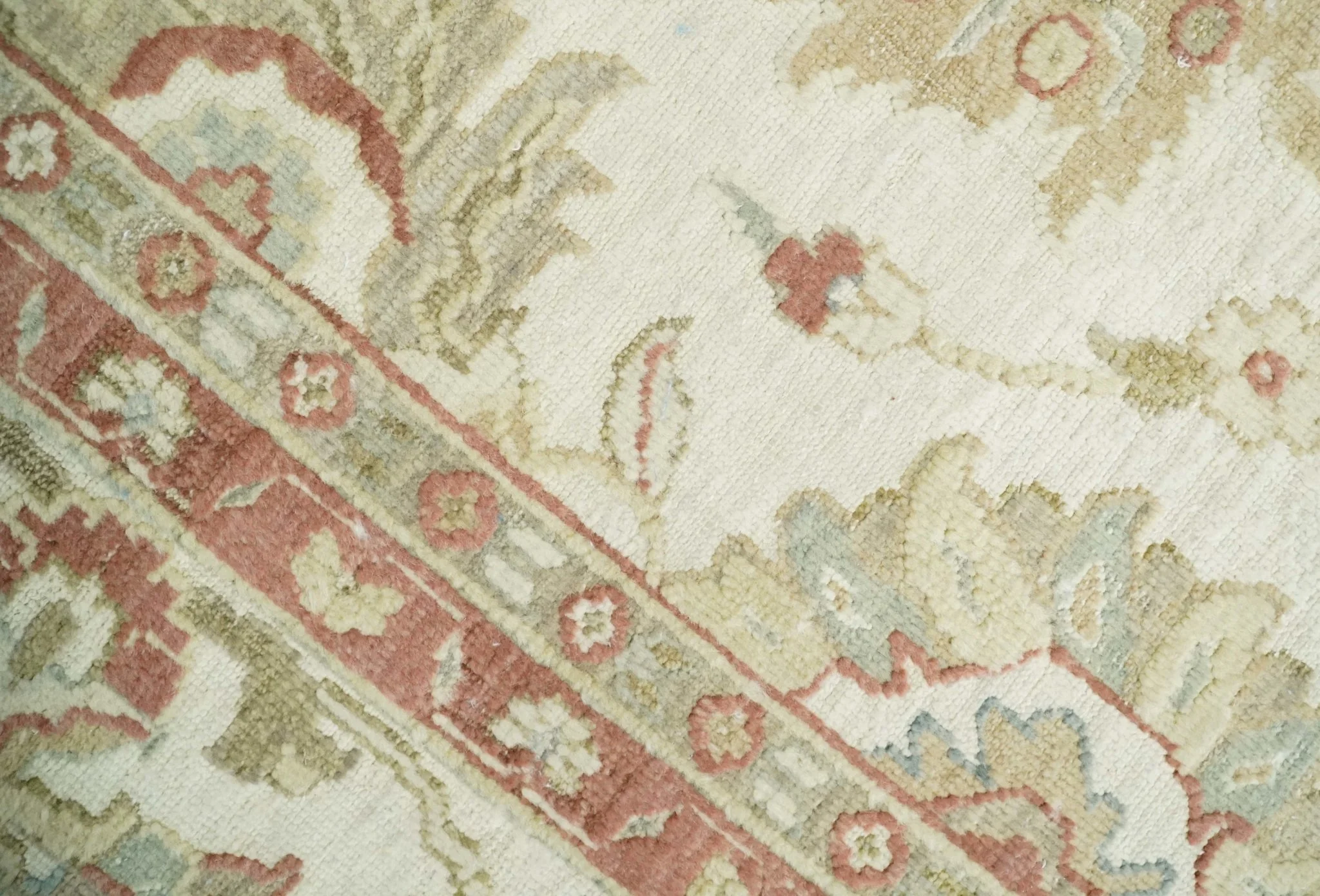 2x4 Hand Knotted Ivory, Olive and Rust Traditional Persian Oushak Wool | N8024 - Image 2