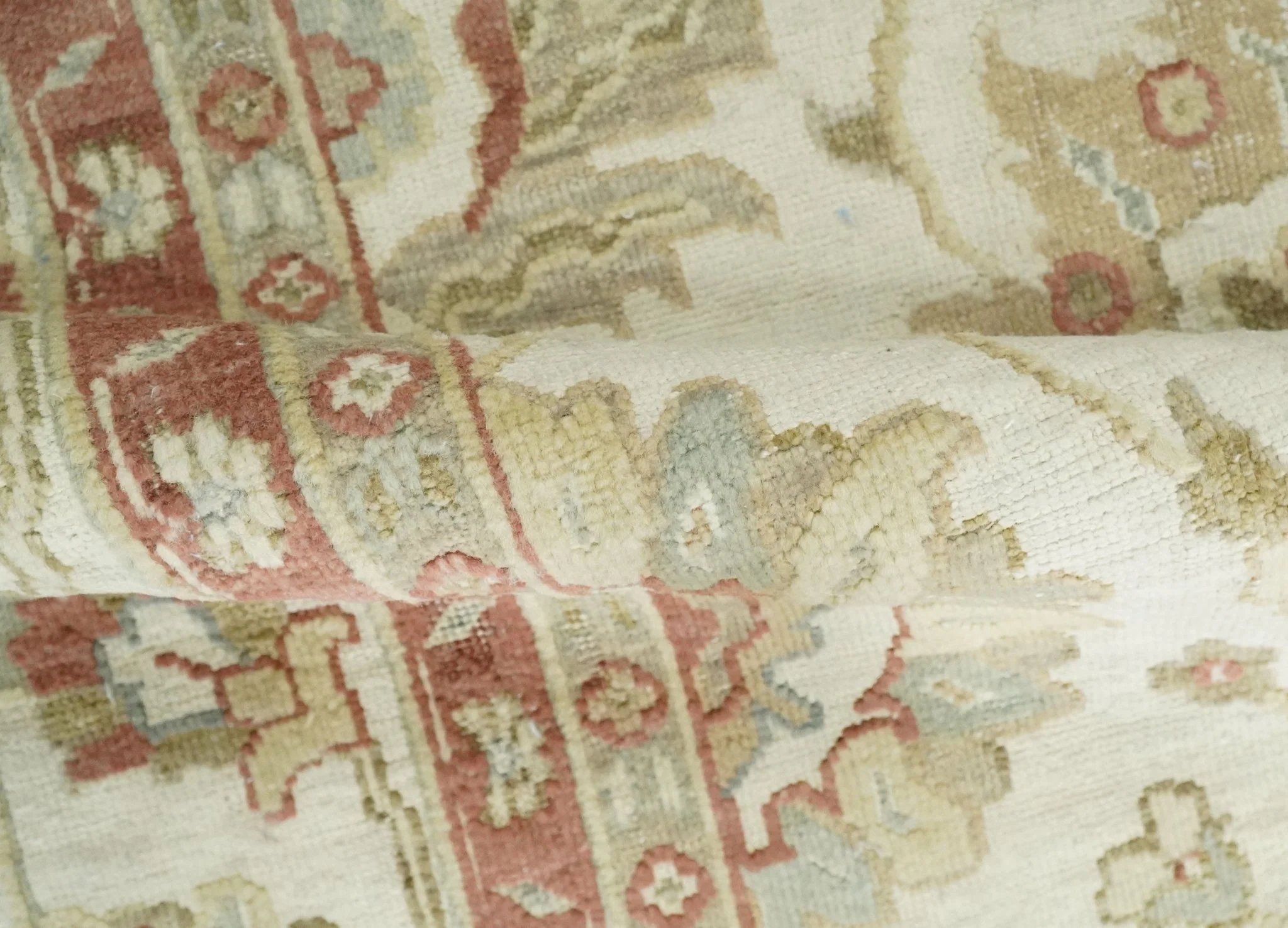 2x4 Hand Knotted Ivory, Olive and Rust Traditional Persian Oushak Wool | N8024 - Image 4