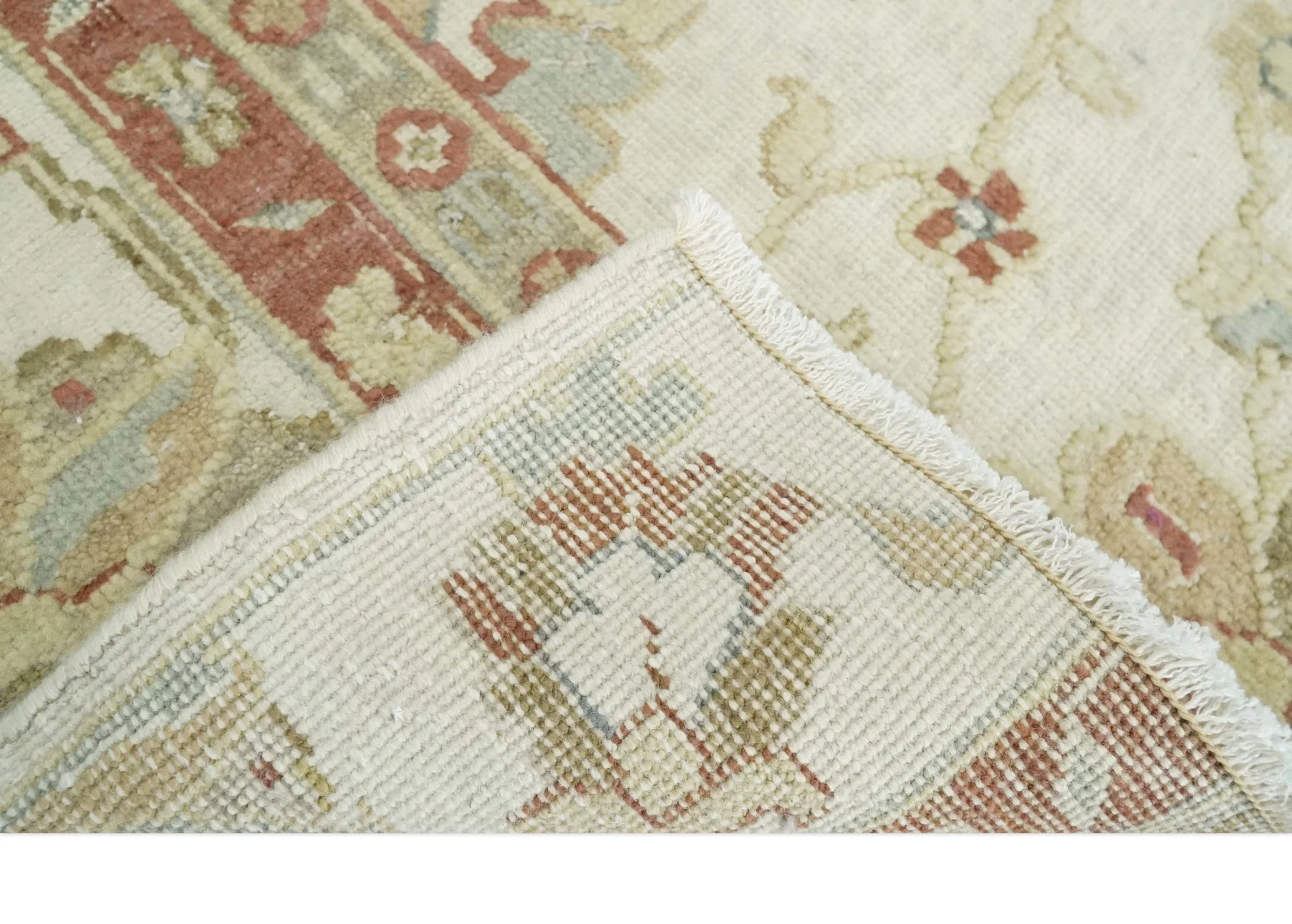 2x4 Hand Knotted Ivory, Olive and Rust Traditional Persian Oushak Wool | N8024 - Image 5