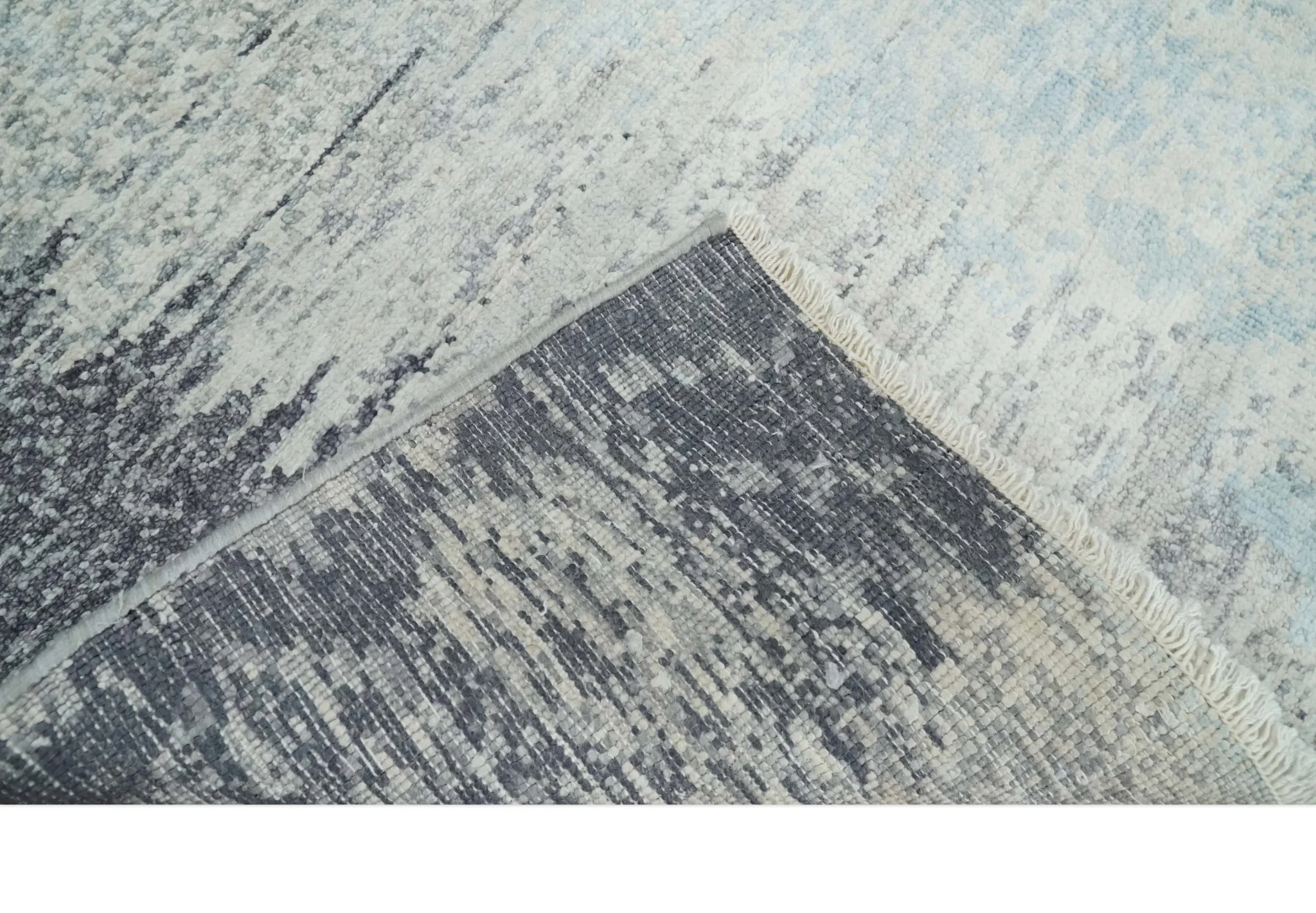 2x4 Modern Abstract Beige, Blue and Charcoal Bamboo Silk Rug| N6724 - Image 5