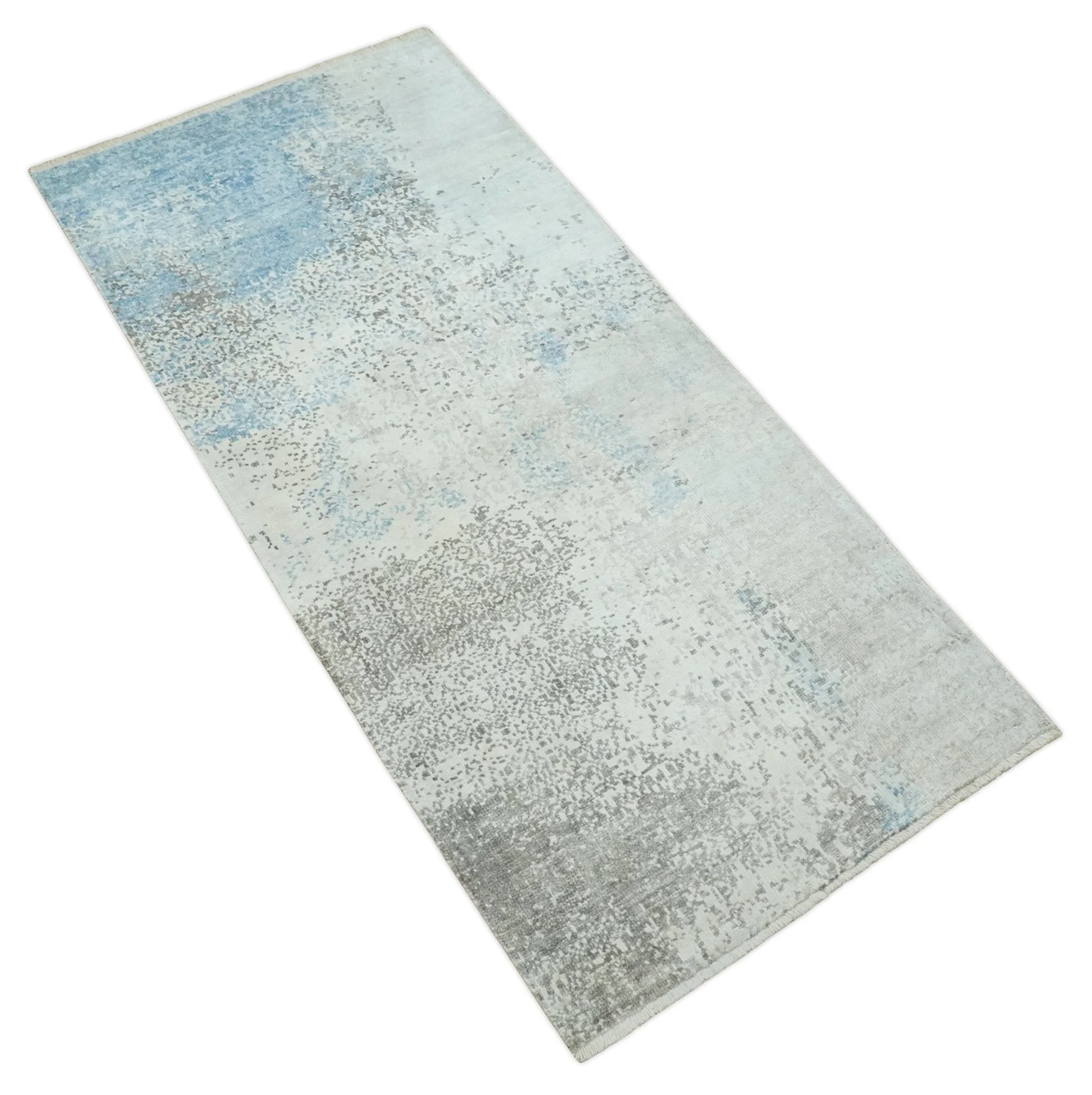 2x4 Modern Abstract Blue and Ivory Rug made with Art Silk| N4124 - Image 8
