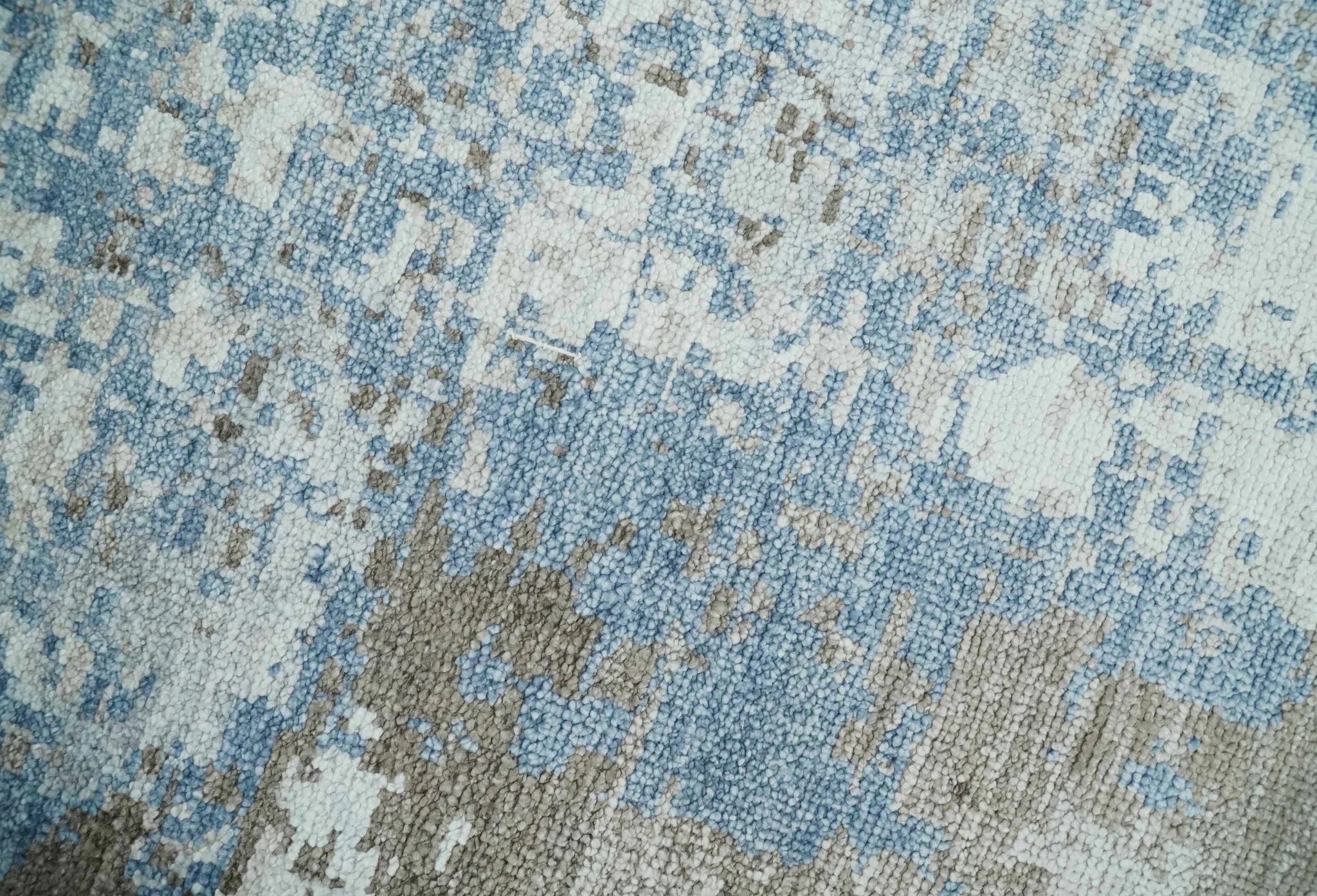 2x4 Modern Abstract Blue, Silver and Charcoal Hand Knotted Art Silk Rug| N8324 - Image 2