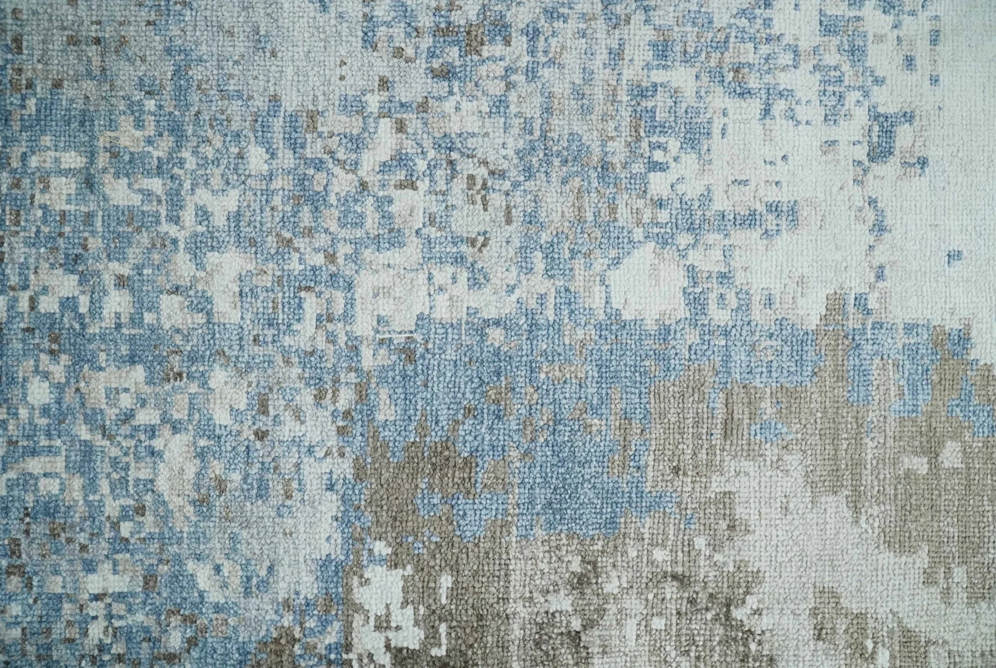 2x4 Modern Abstract Blue, Silver and Charcoal Hand Knotted Art Silk Rug| N8324 - Image 6