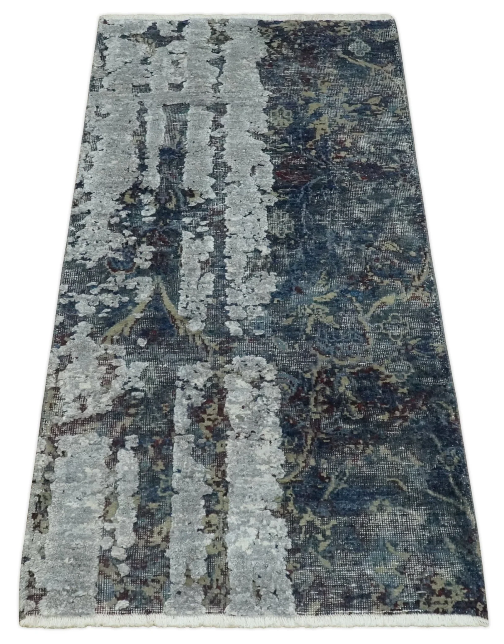 2x4 Modern Abstract Gray, Beige and Silver Wool Rug| N7724 - Image 8