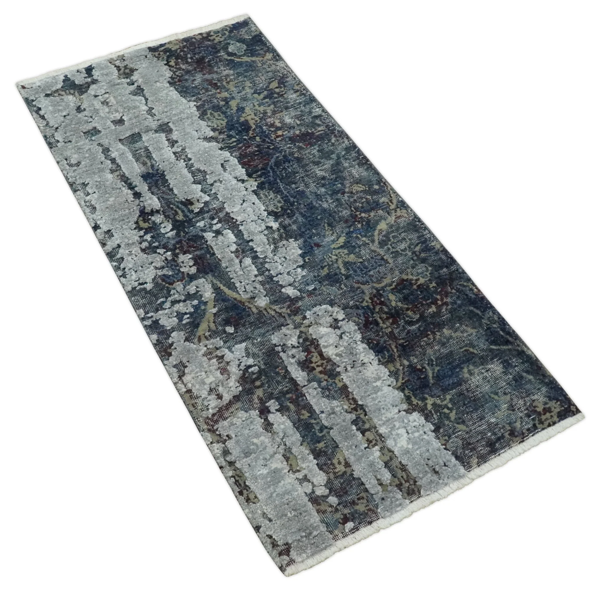 2x4 Modern Abstract Gray, Beige and Silver Wool Rug| N7724 - Image 9