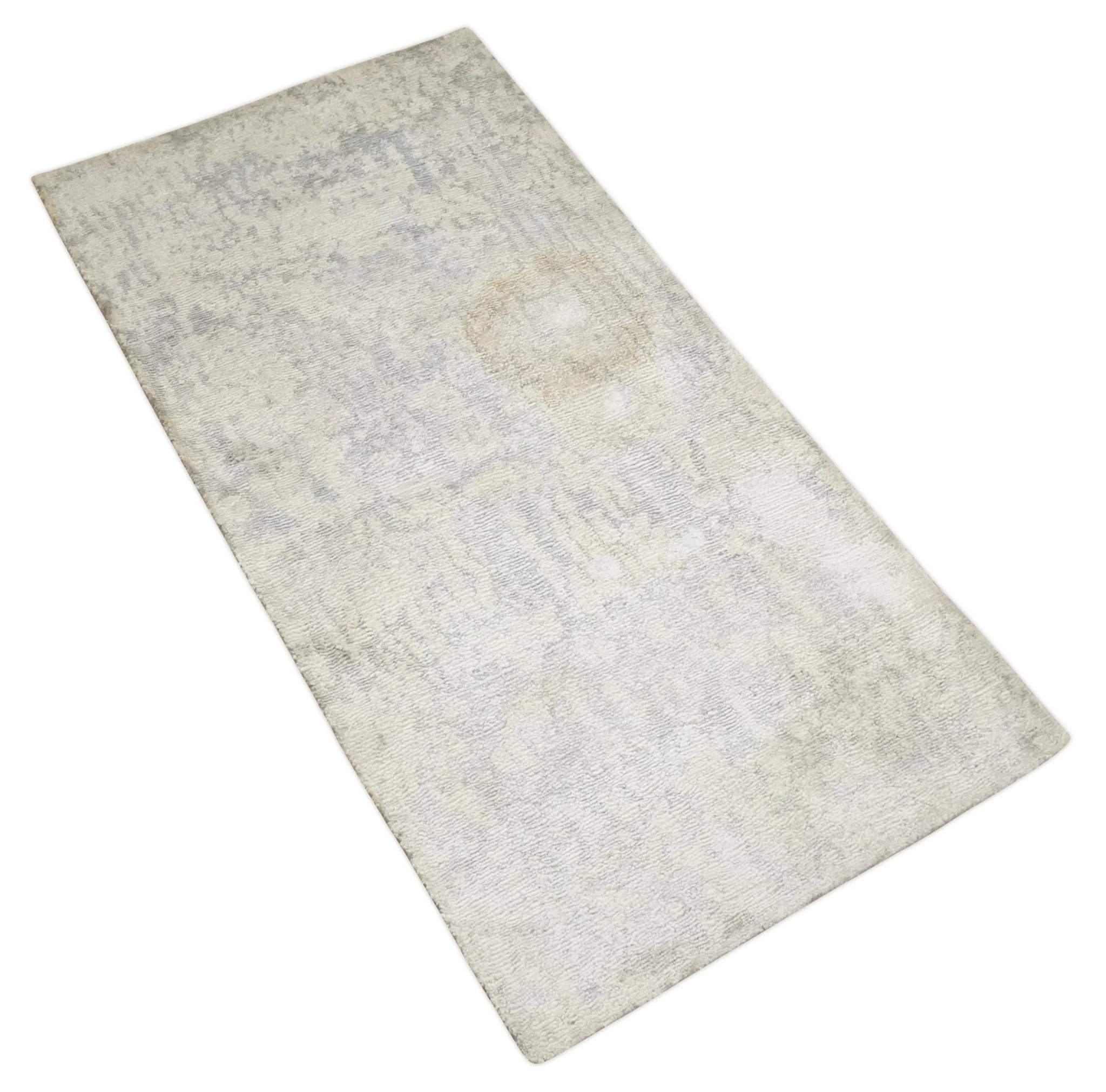 2x4 Entryway Modern Abstract Ivory and Gray Wool Rug Made with Art Silk - Image 5