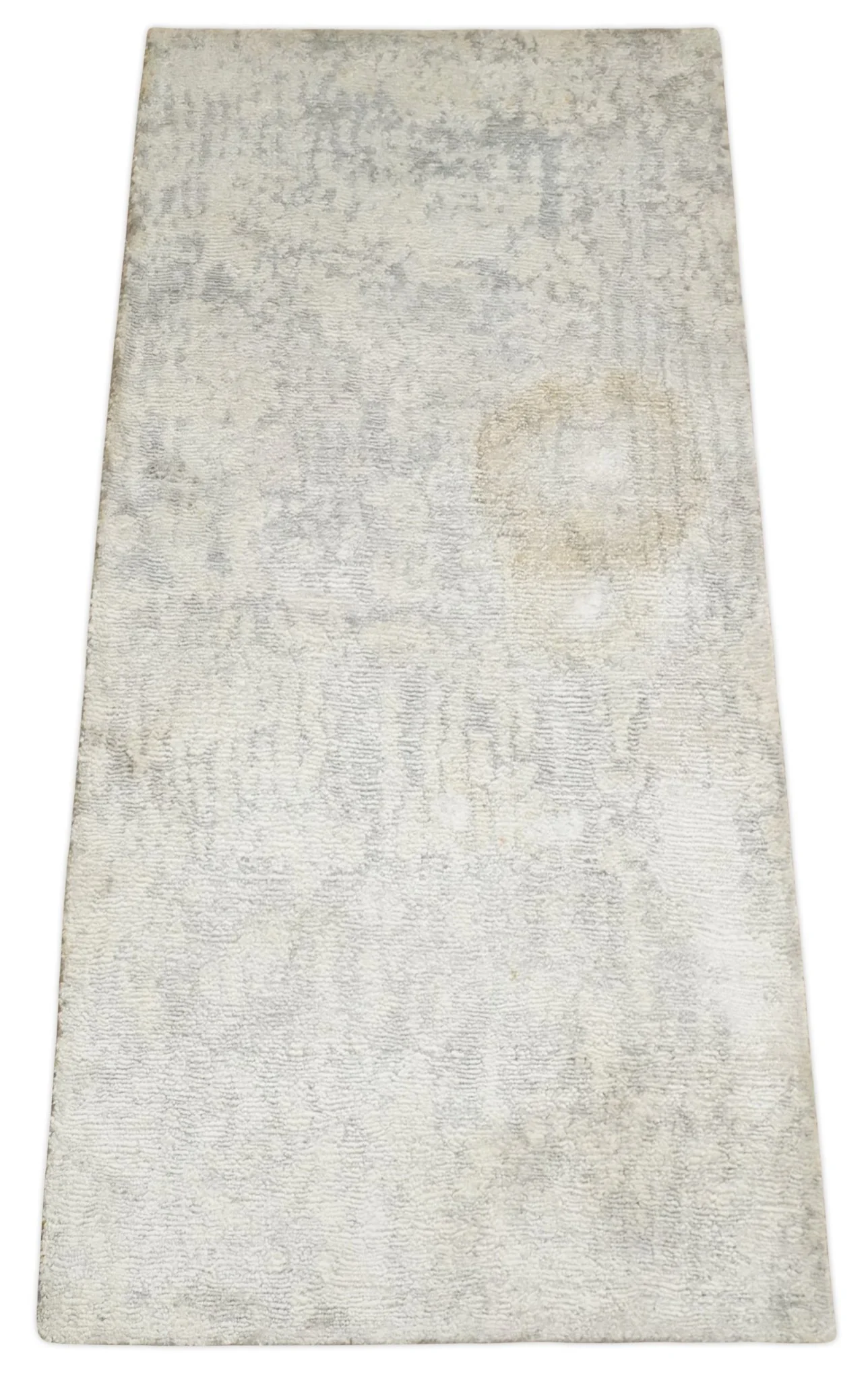 2x4 Entryway Modern Abstract Ivory and Gray Wool Rug Made with Art Silk - Image 6
