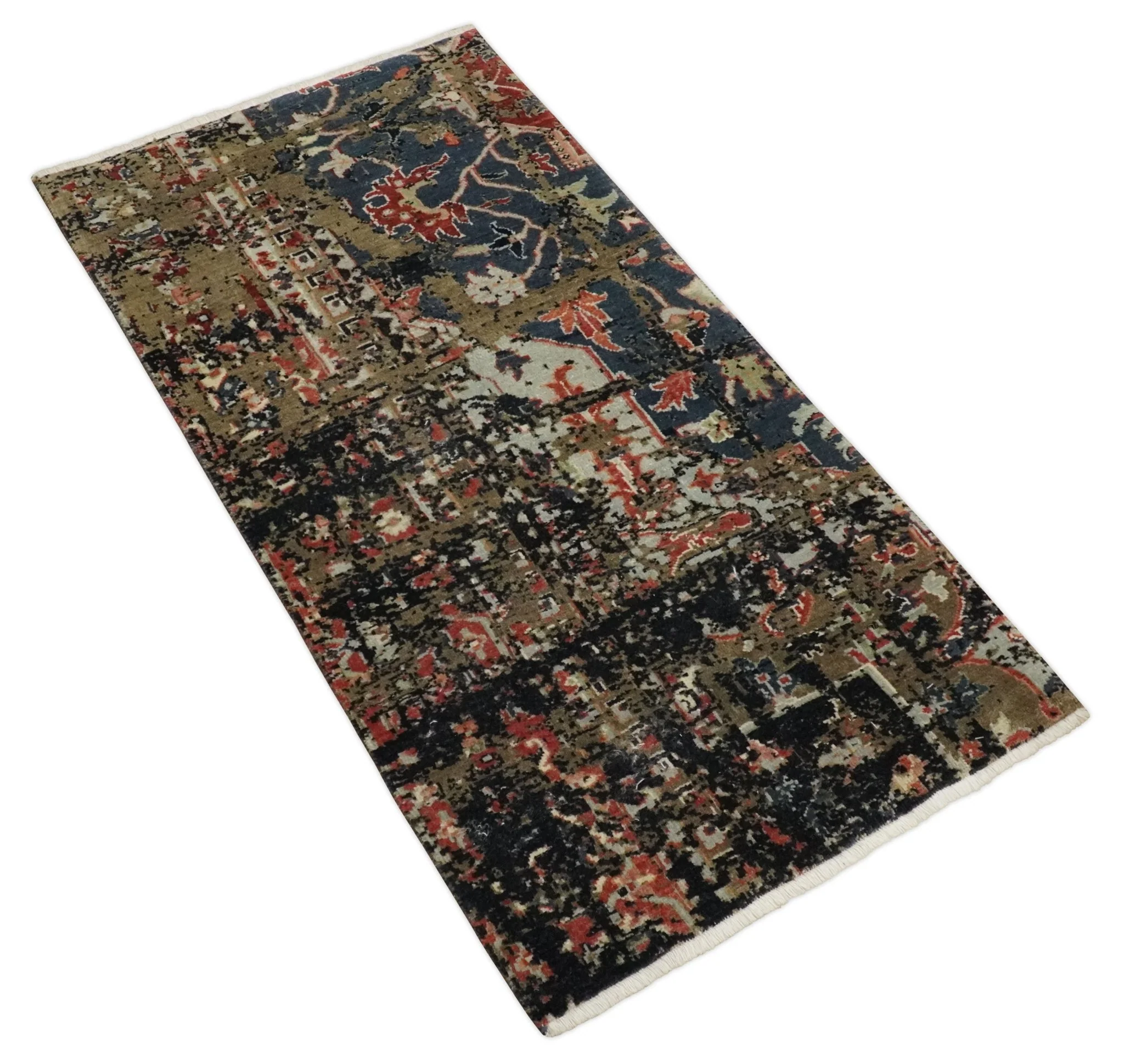 2x4 Modern Abstract Olive, Charcoal and Gray Wool Rug| N7524 - Image 8