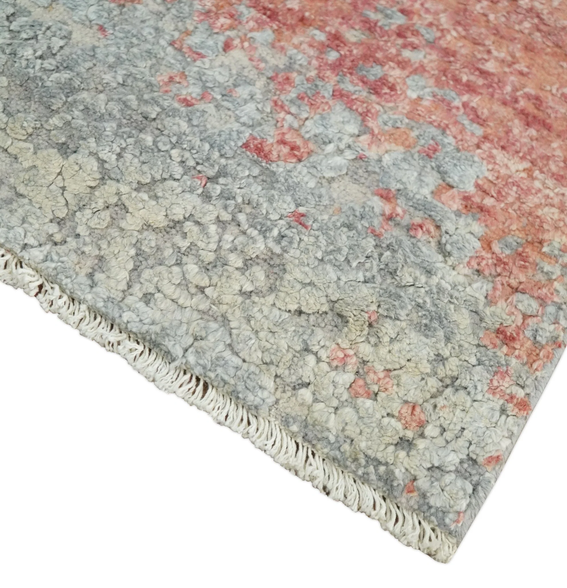 2x4 Modern Abstract Peach and Gray Rug made with Art Silk| N4024 - Image 3