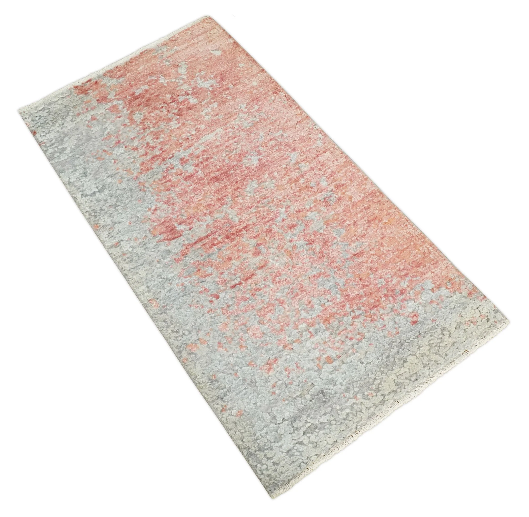2x4 Modern Abstract Peach and Gray Rug made with Art Silk| N4024 - Image 7