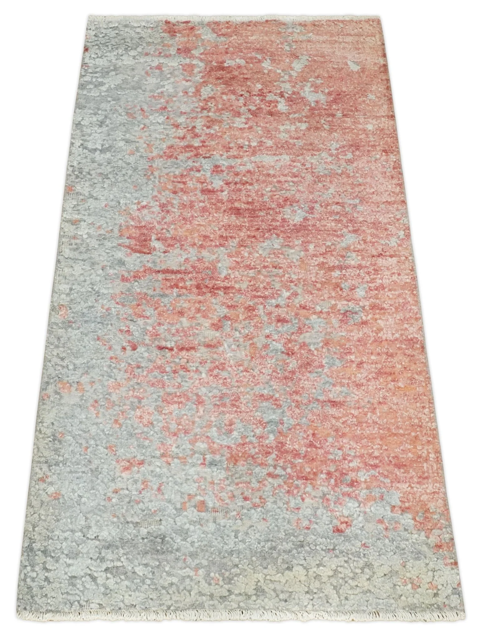 2x4 Modern Abstract Peach and Gray Rug made with Art Silk| N4024 - Image 8
