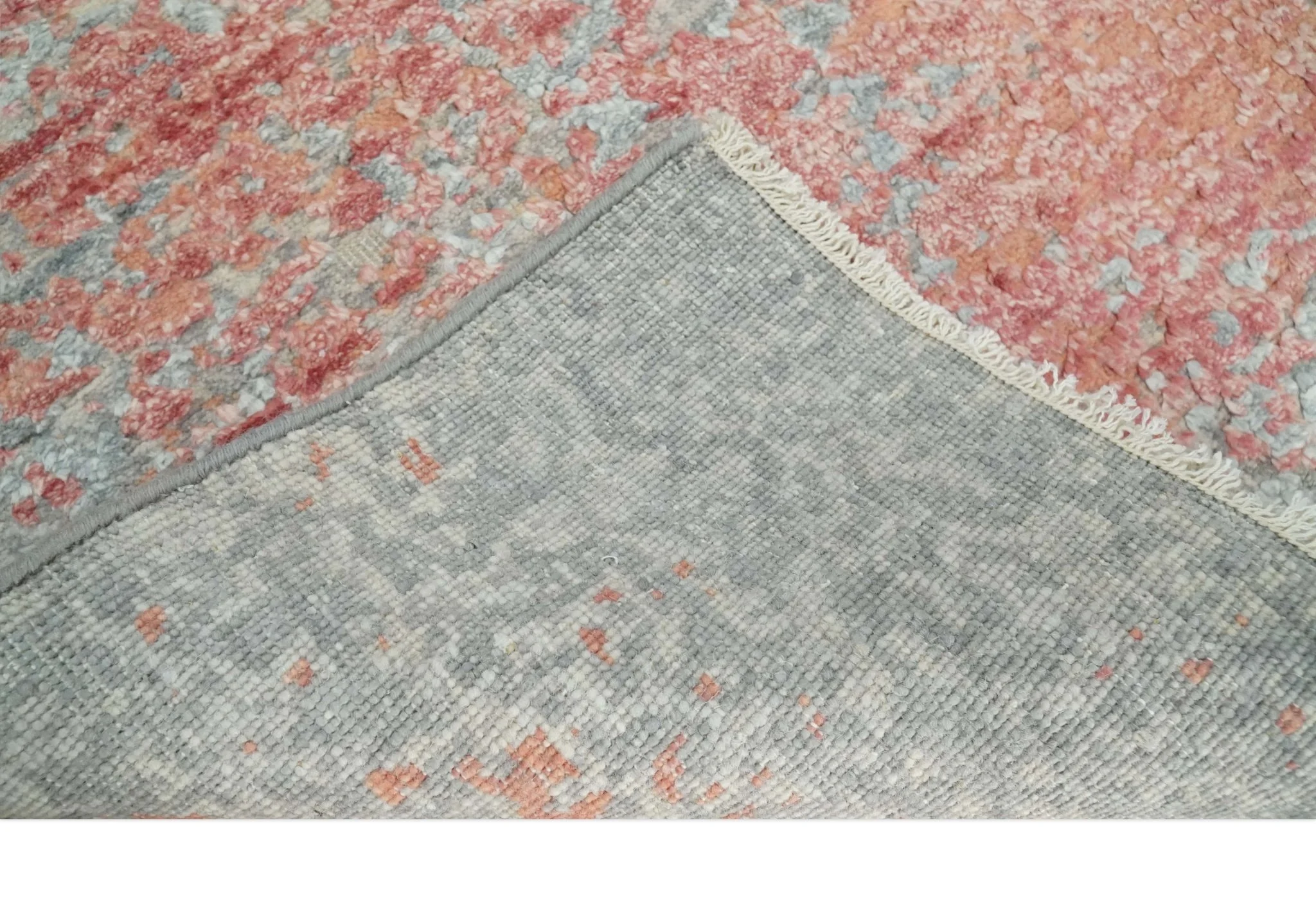 2x4 Modern Abstract Peach and Gray Rug made with Art Silk| N4024 - Image 9