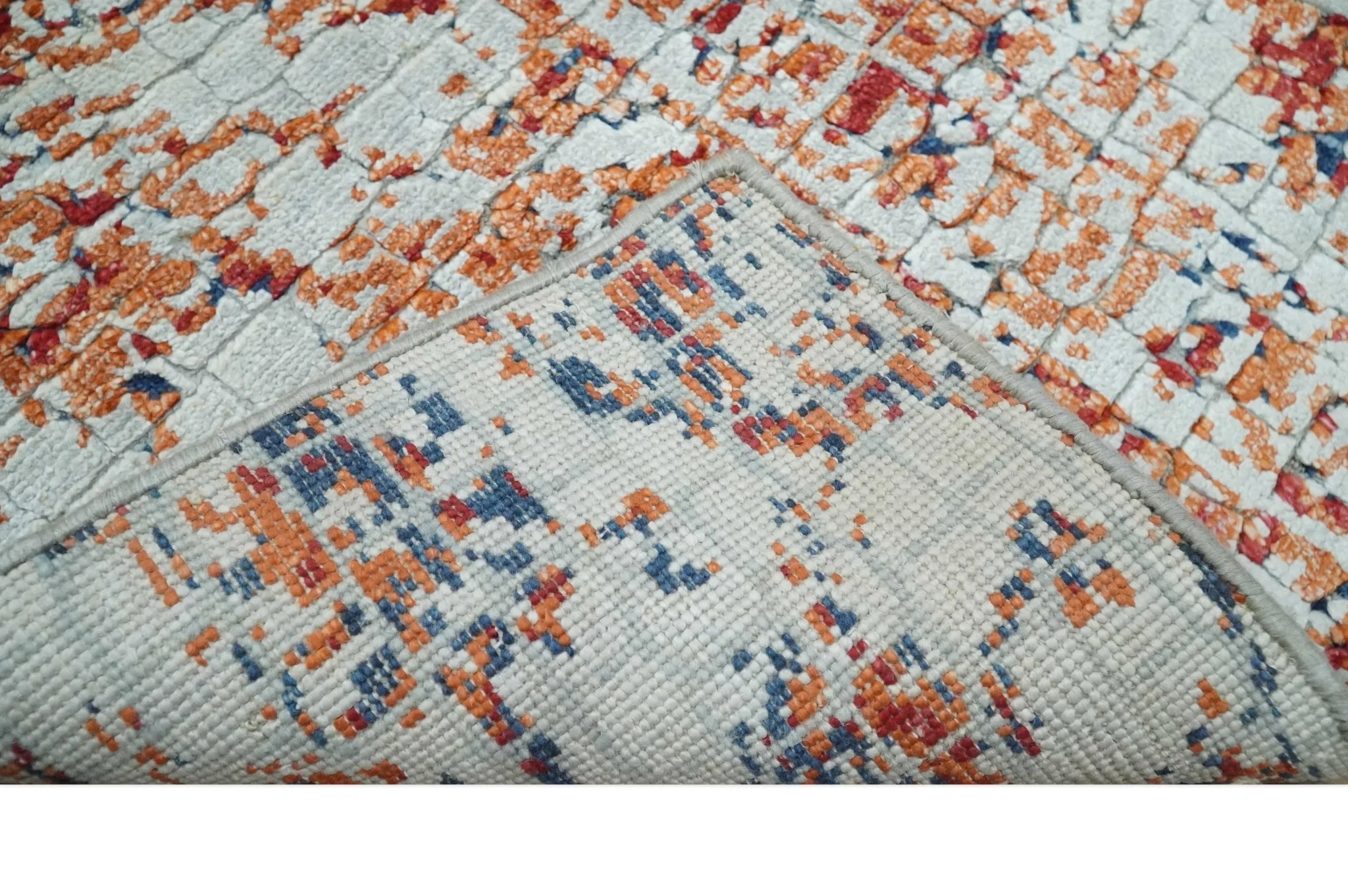 2x4 Modern Abstract Peach and Ivory Art Silk Rug| N8224 - Image 5