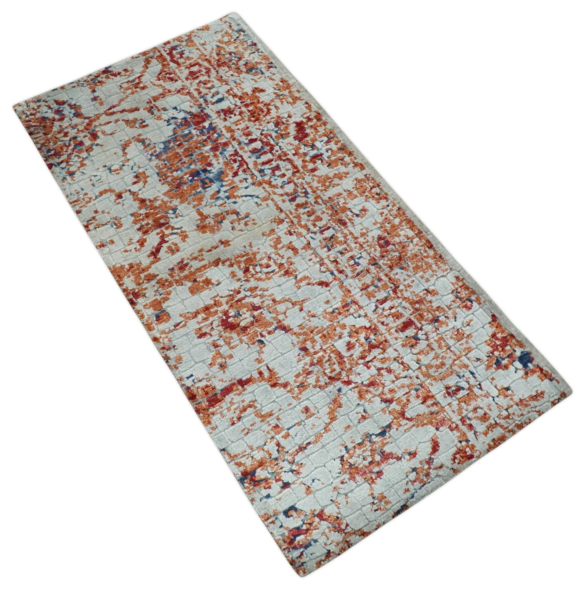2x4 Modern Abstract Peach and Ivory Art Silk Rug| N8224 - Image 8