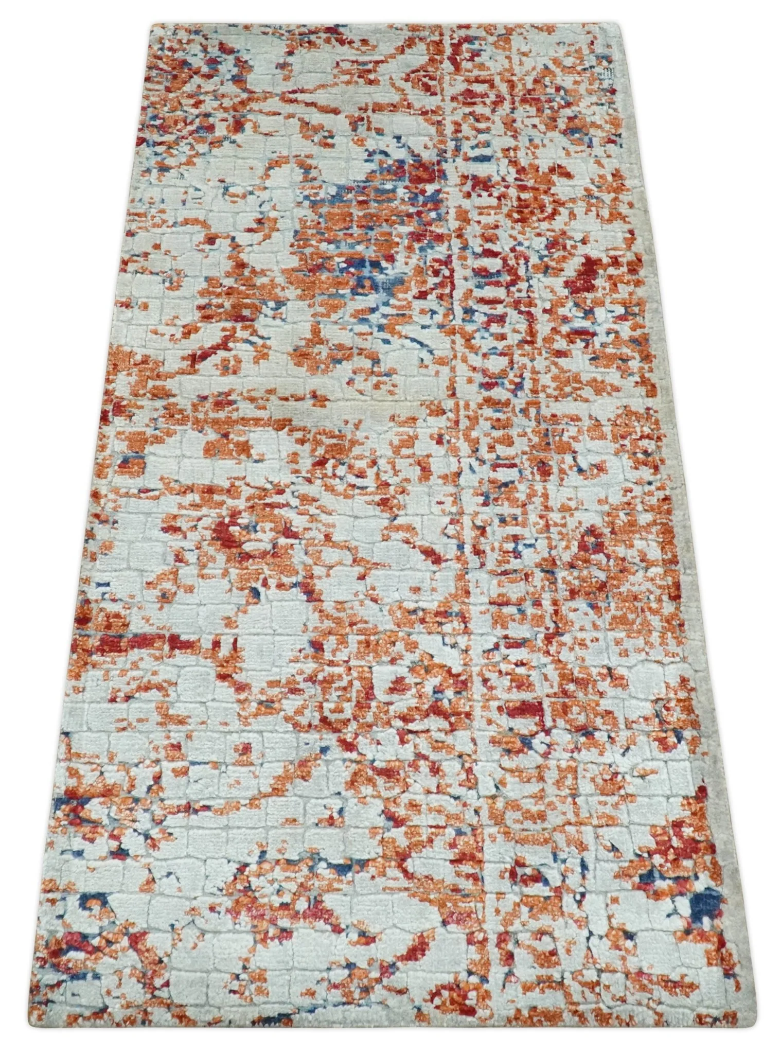 2x4 Modern Abstract Peach and Ivory Art Silk Rug| N8224 - Image 9