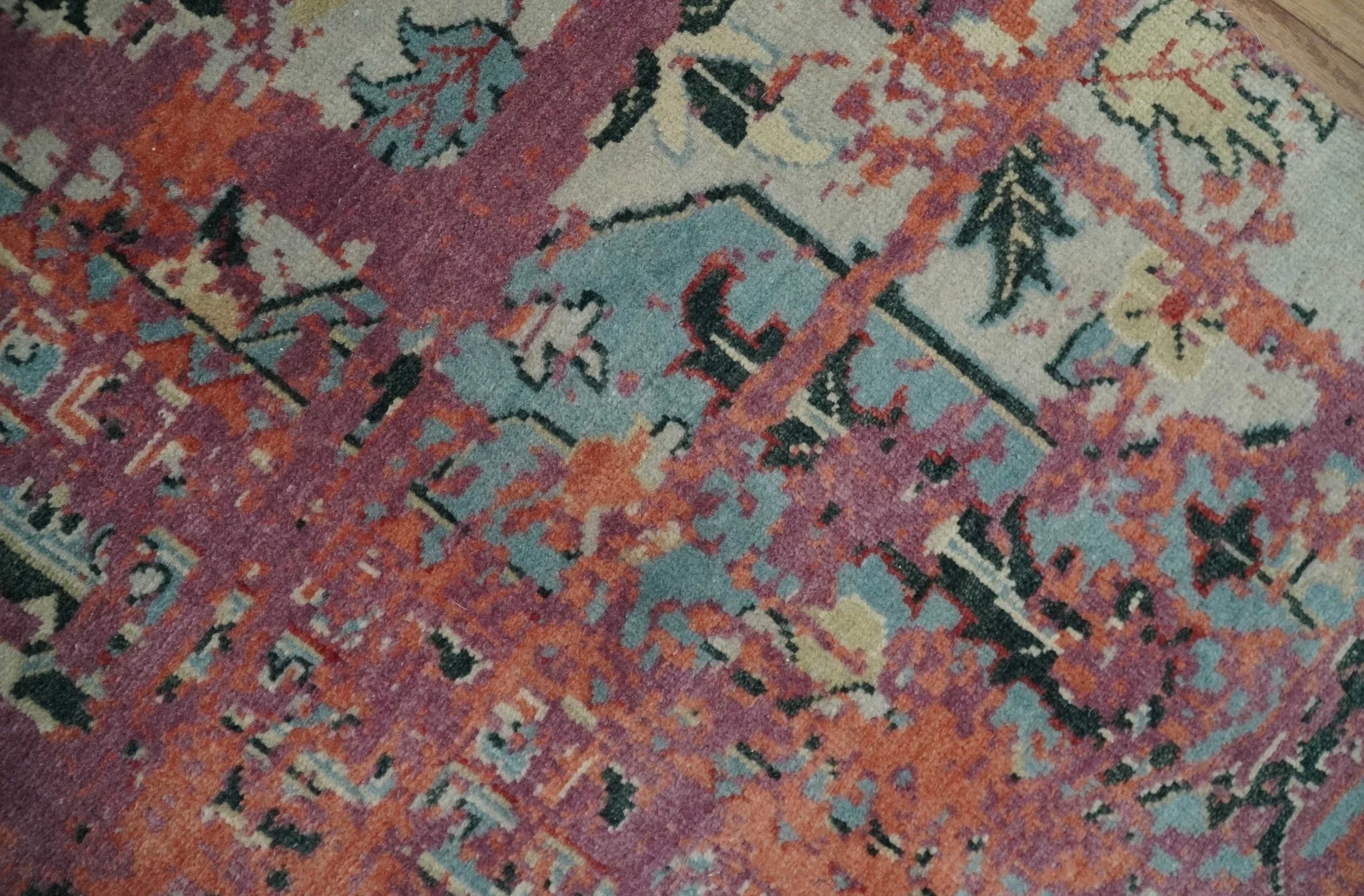 2x4 Hand Knotted Modern Abstract Peach and Ivory Wool Rug| N8424 - Image 2