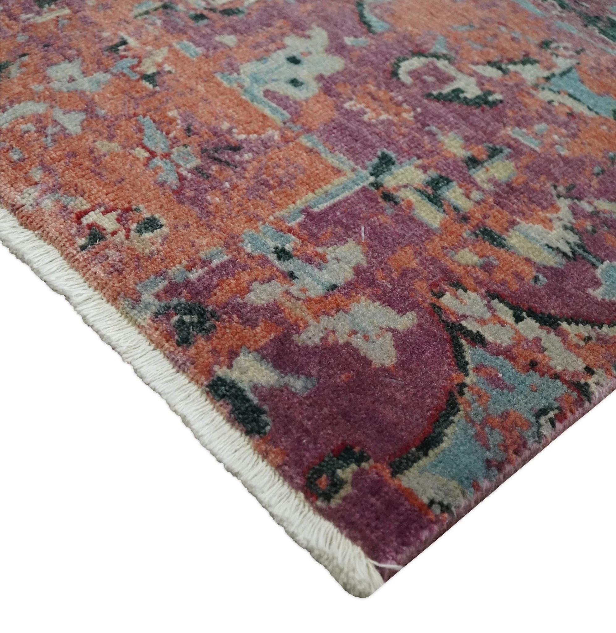 2x4 Hand Knotted Modern Abstract Peach and Ivory Wool Rug| N8424 - Image 3