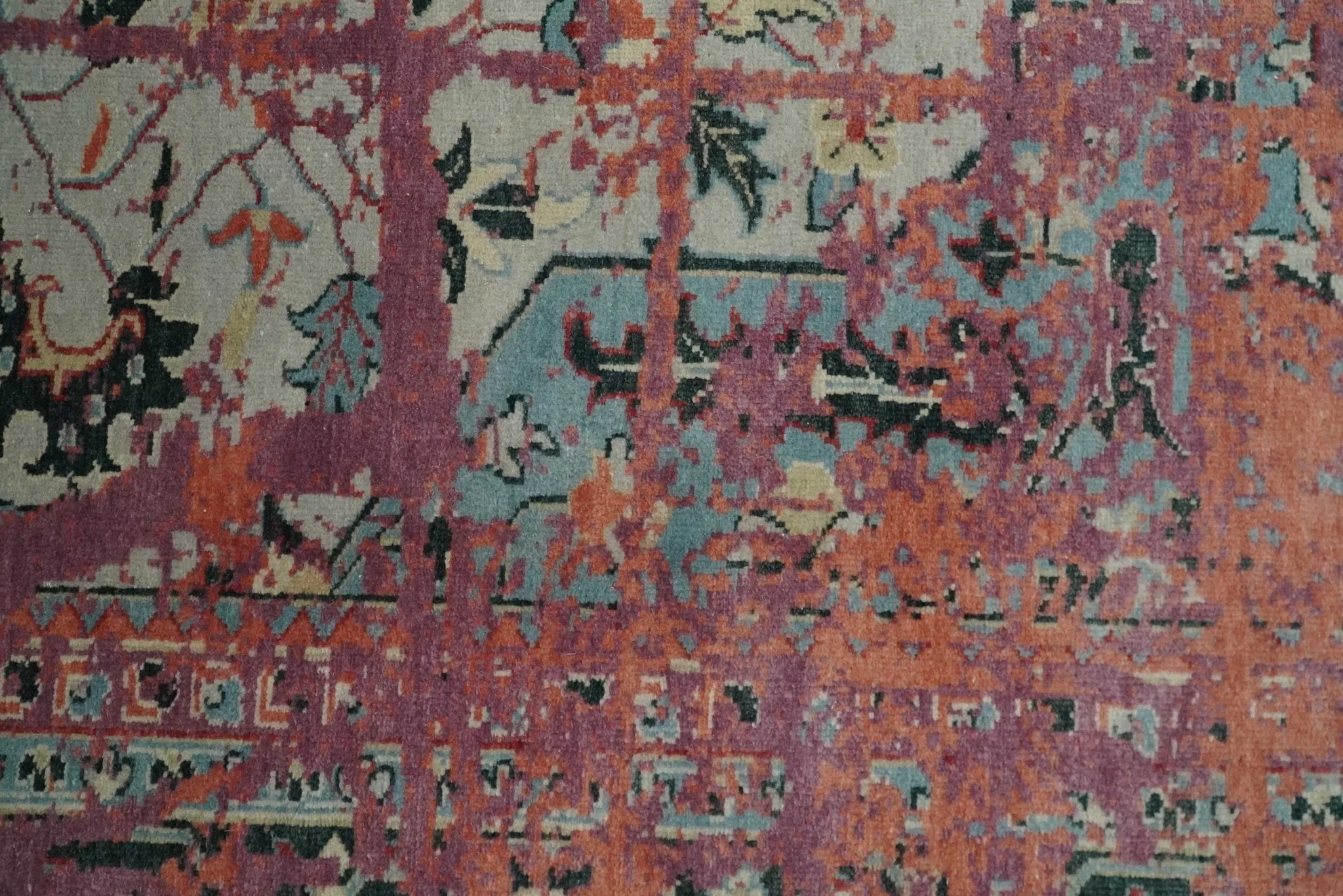 2x4 Hand Knotted Modern Abstract Peach and Ivory Wool Rug| N8424 - Image 6