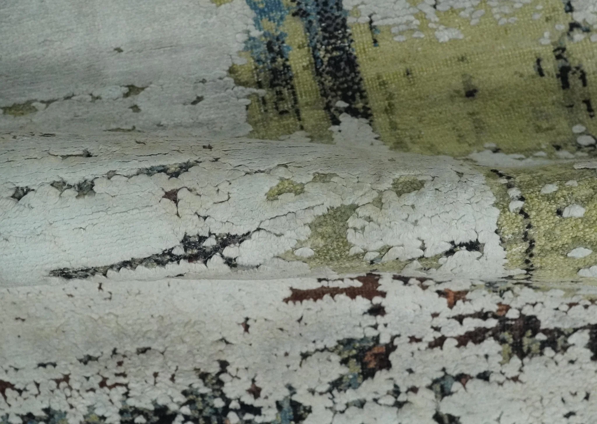 Modern Abstract 2x4 High Low Ivory and Olive Real Silk and Wool Rug made | N1924 - Image 6