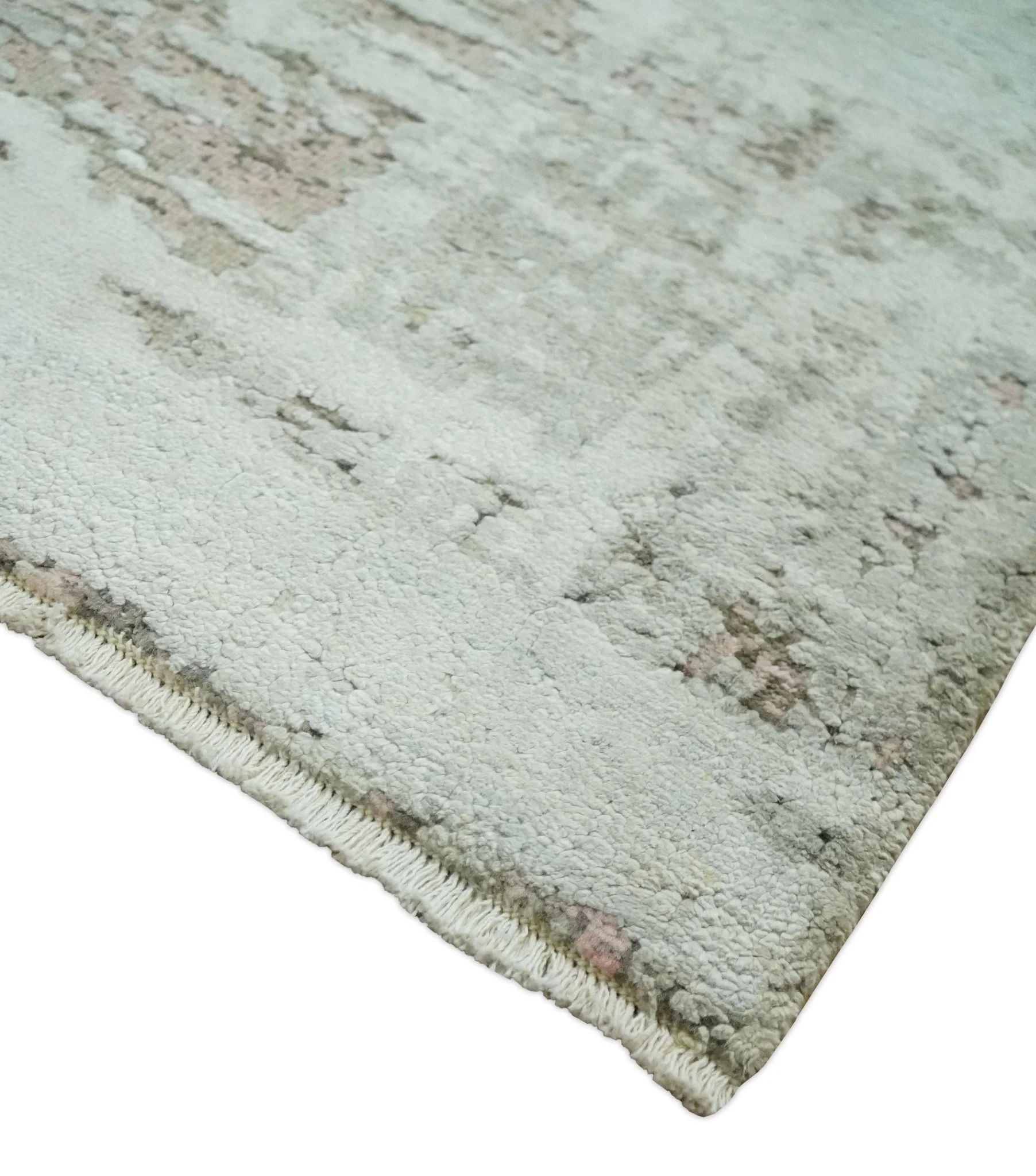 2x4 Modern Abstract Silver, Beige and Peach Rug made with Art Silk| N2124 - Image 3