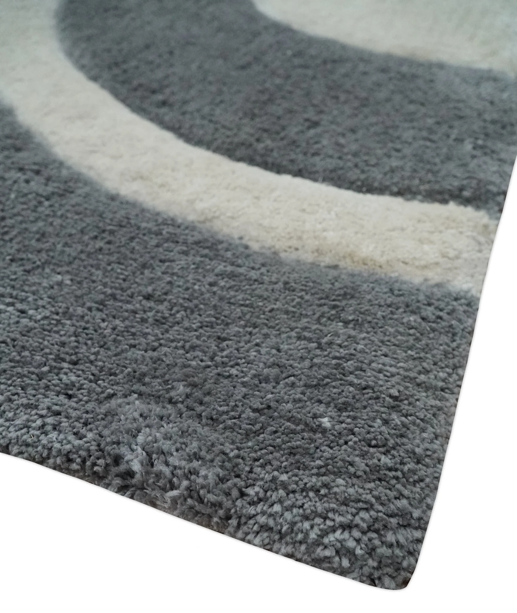 Plush Contemporary 3x5, 4x6 and 5x7 Hand Woven Shag Ivory and Gray Art Silk Soft Area Rug - Image 5