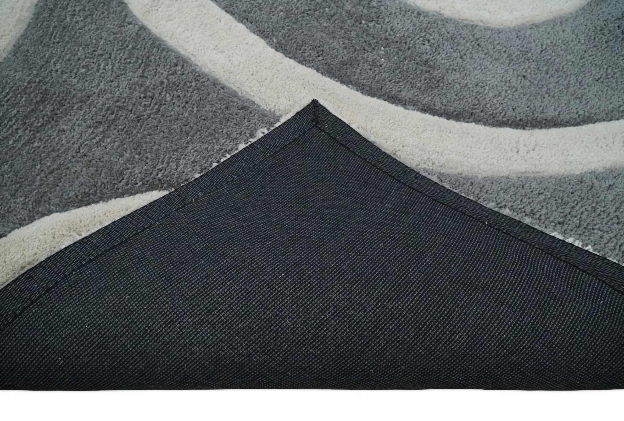 Plush Contemporary 3x5, 4x6 and 5x7 Hand Woven Shag Ivory and Gray Art Silk Soft Area Rug - Image 7