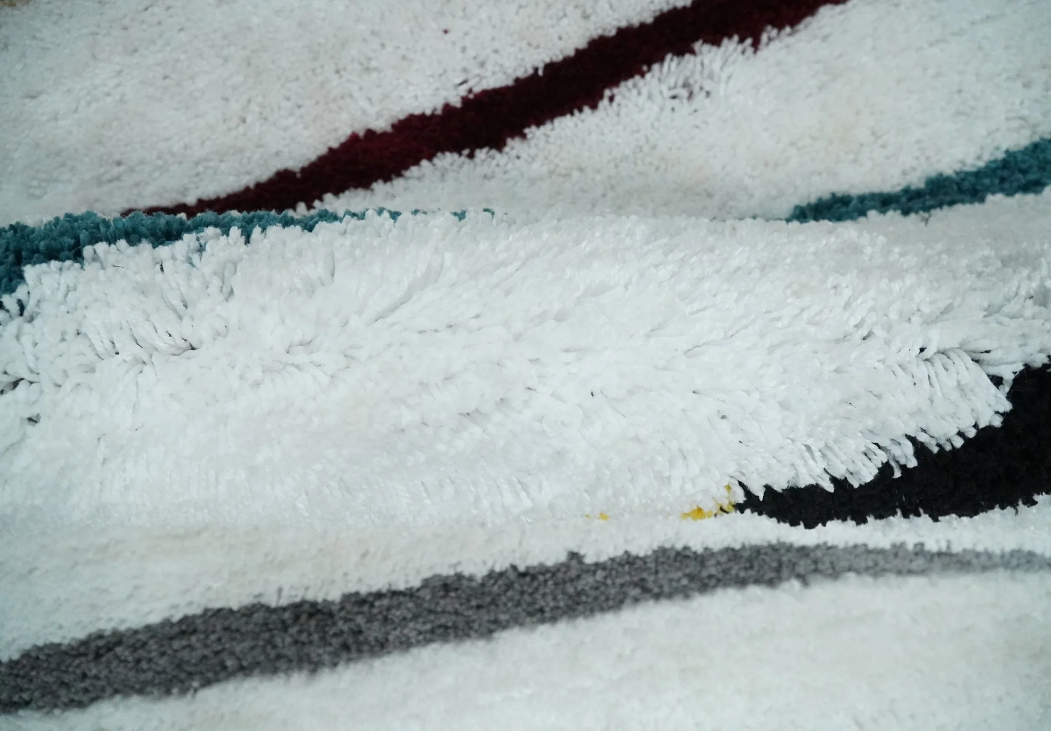 Plush and Thick Hand Woven Shag White with multicolor Stripes Soft Area Rug | SHAG2 - Image 6